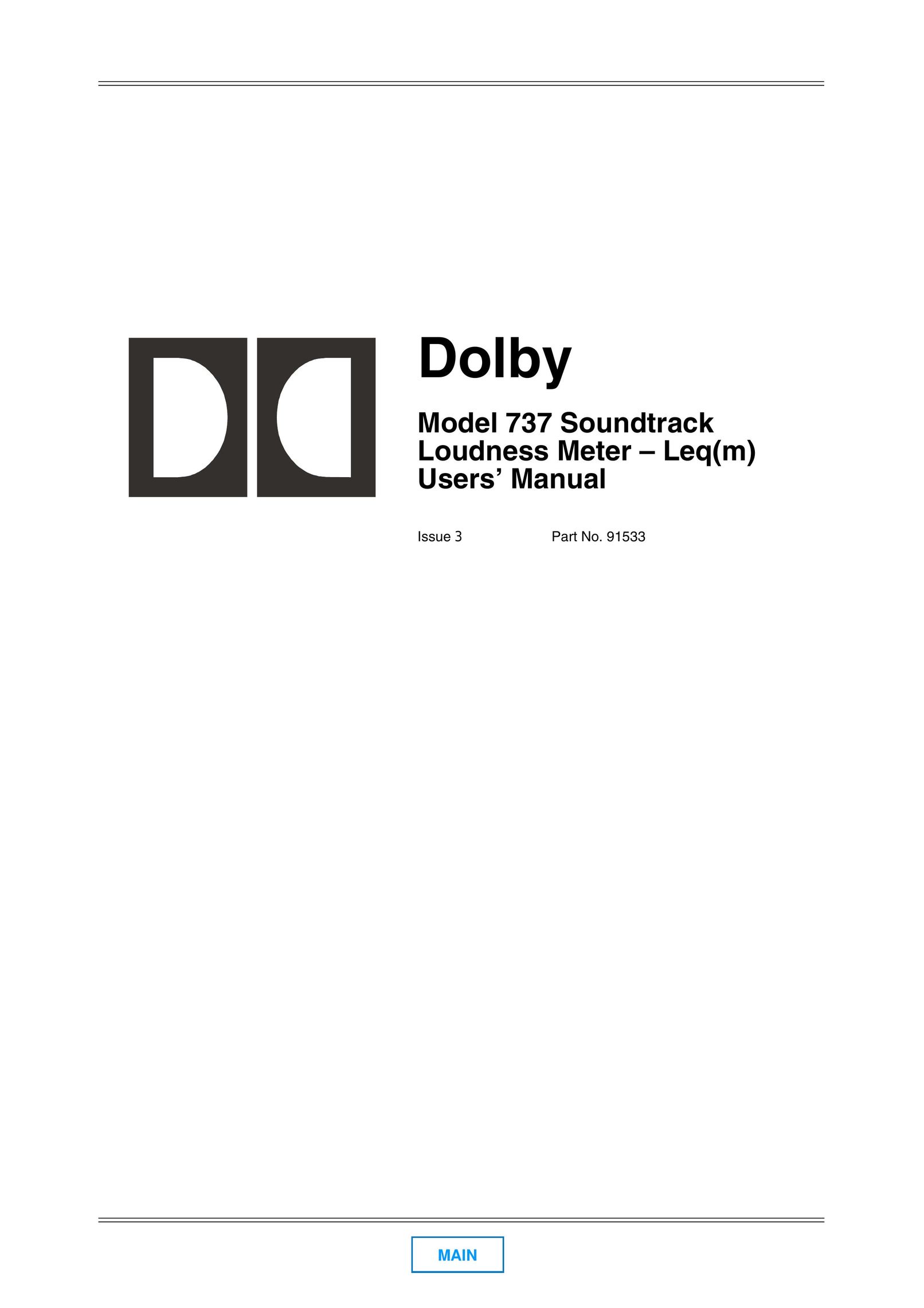 Dolby Laboratories 737 Power Supply User Manual