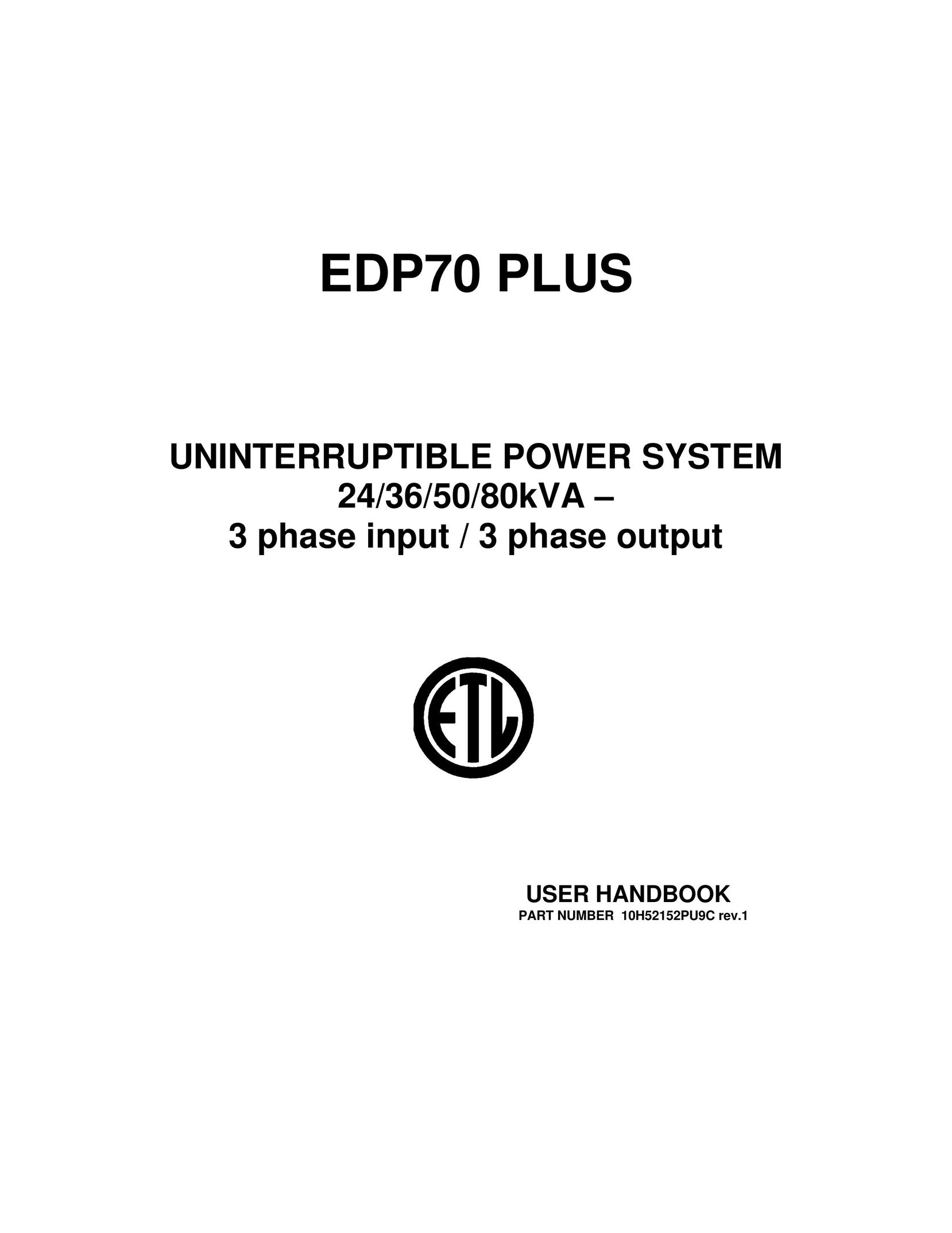 Energy Tech Laboratories EDP70 Power Supply User Manual