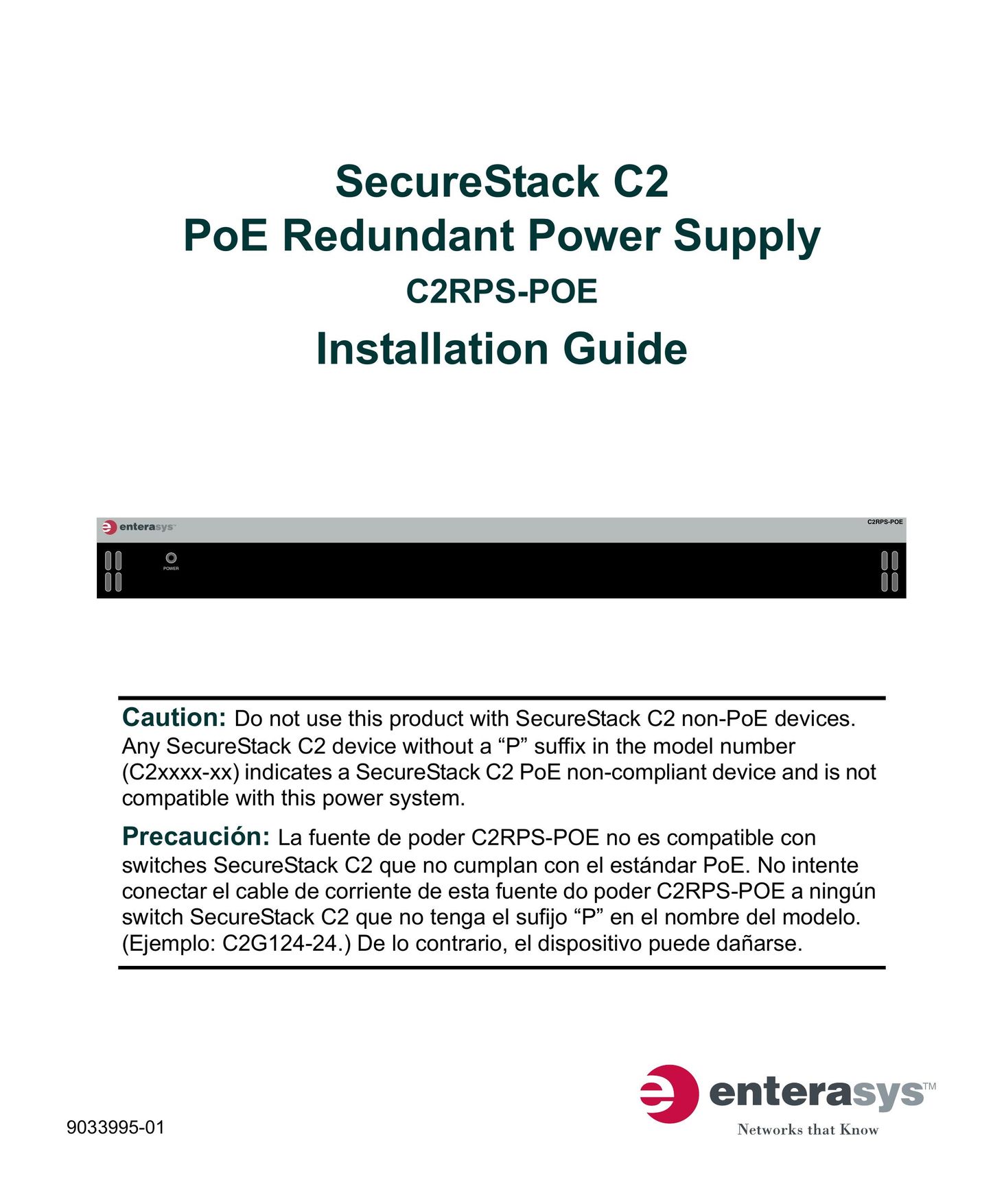 Enterasys Networks C2RPS-POE Power Supply User Manual