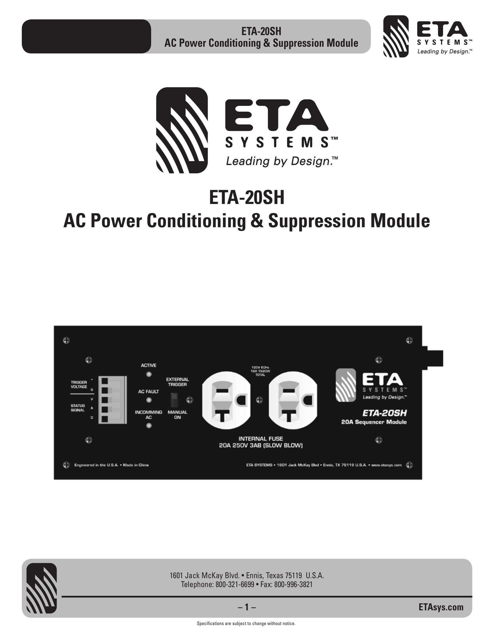 ETA Systems ETA-20SH Power Supply User Manual
