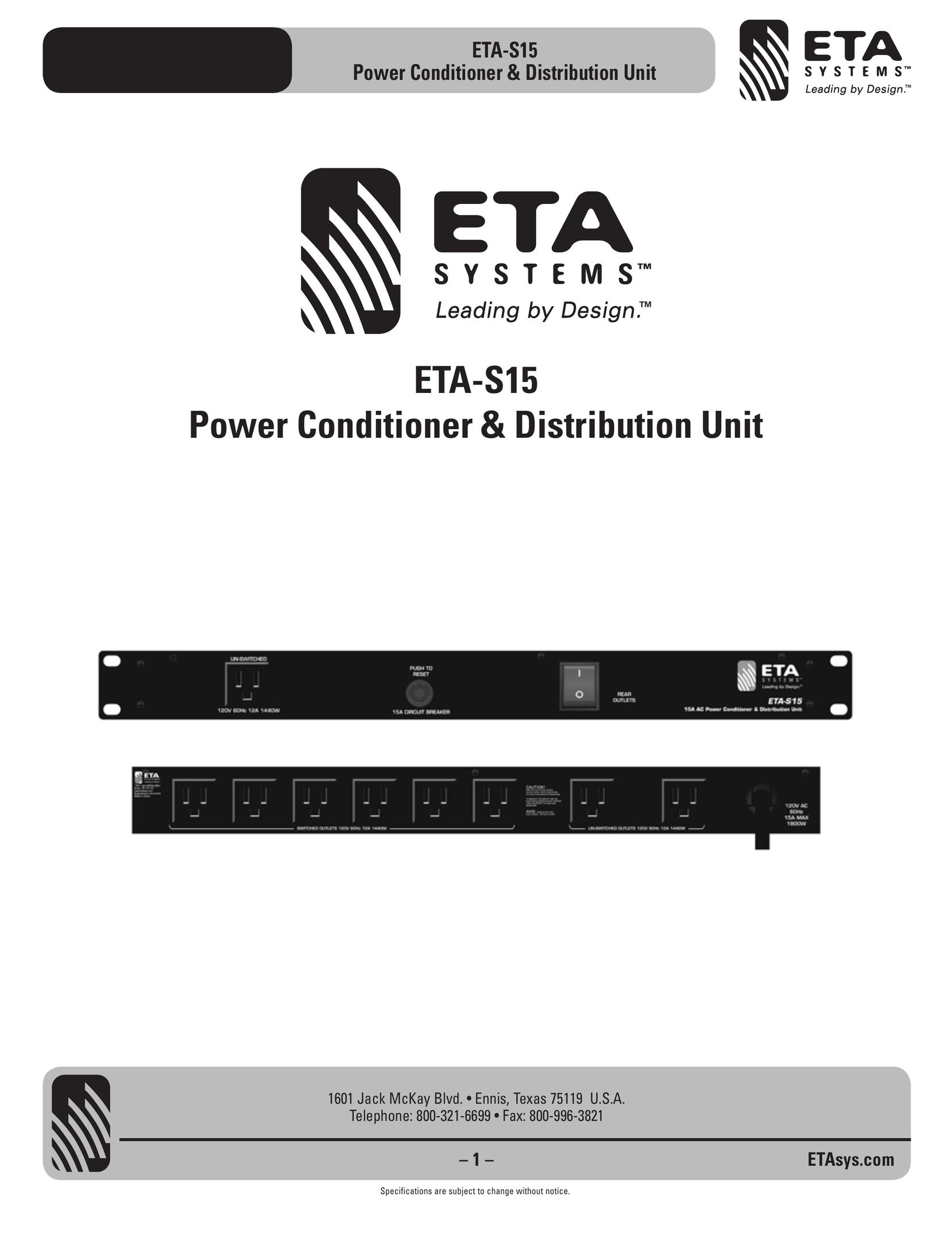 ETA Systems ETA-S15 Power Supply User Manual