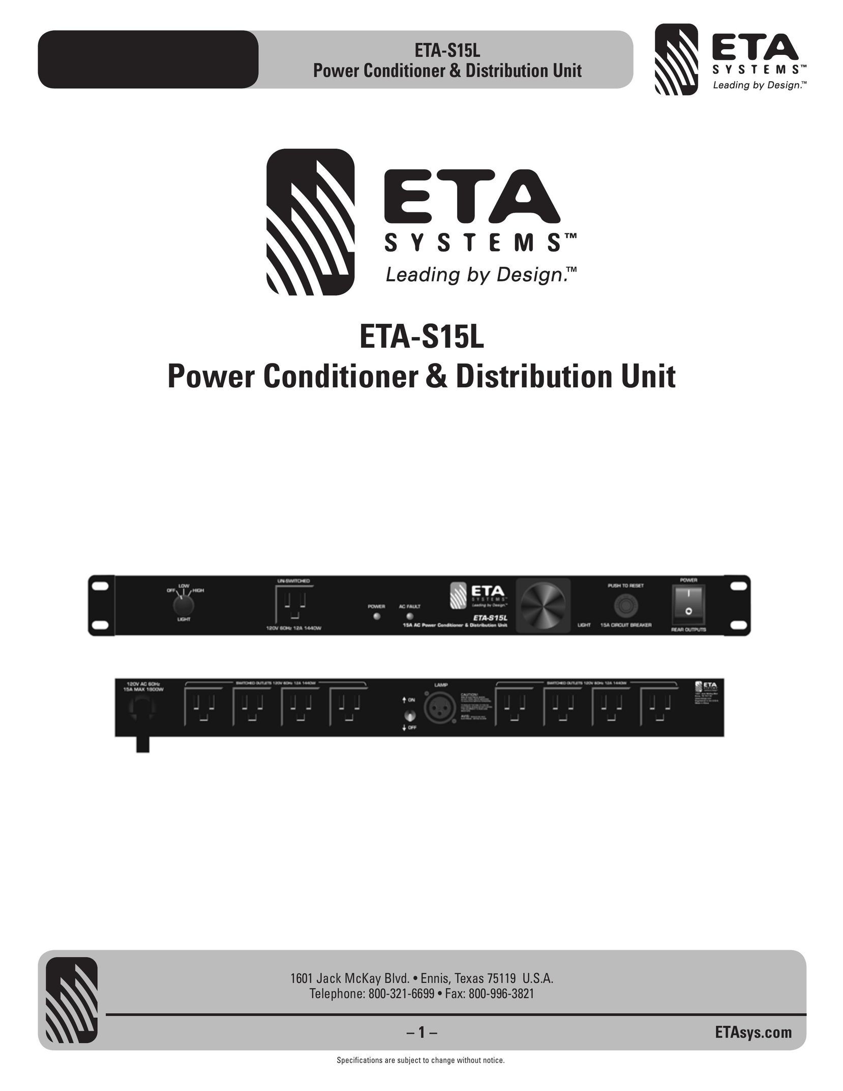 ETA Systems ETA-S15L Power Supply User Manual