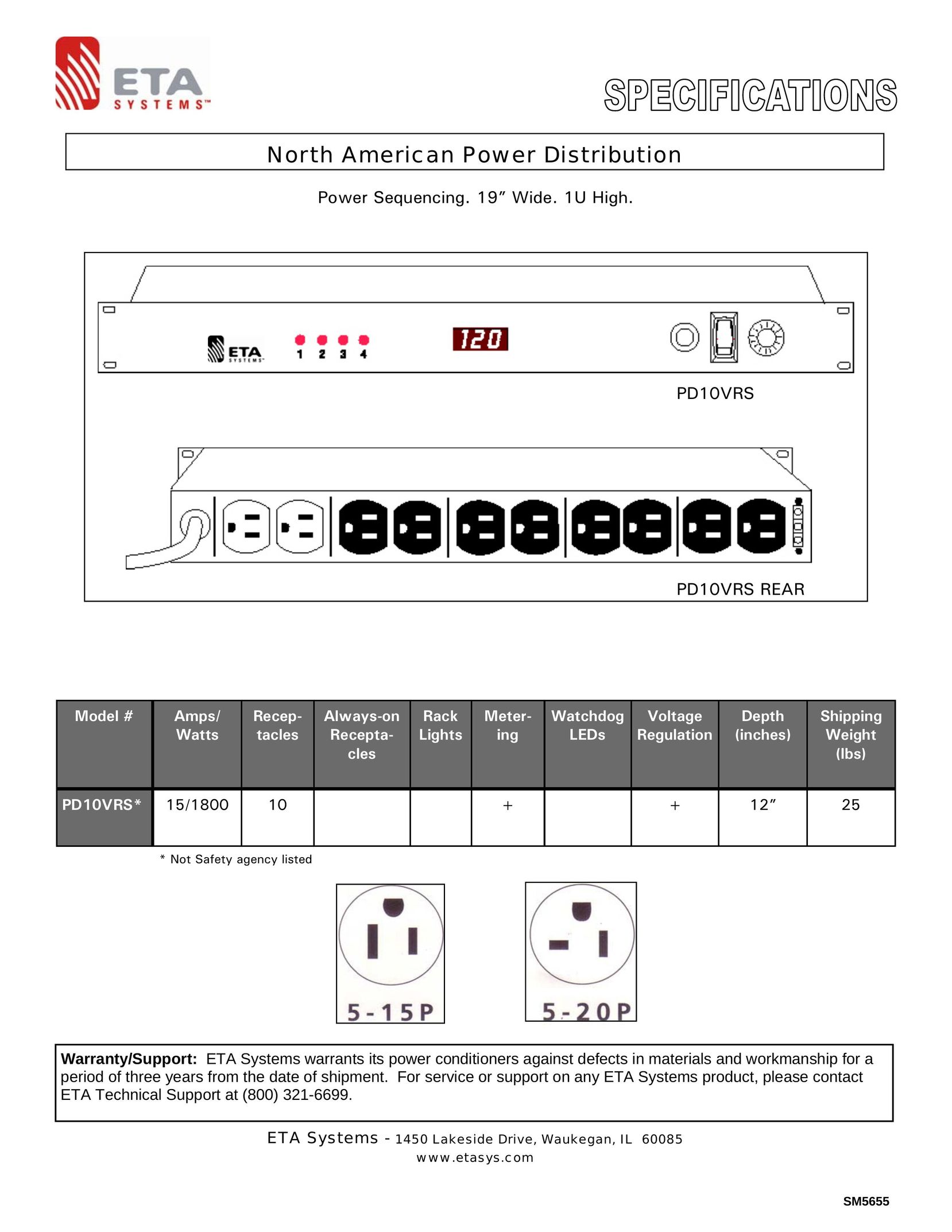 ETA Systems PD10VRS Power Supply User Manual