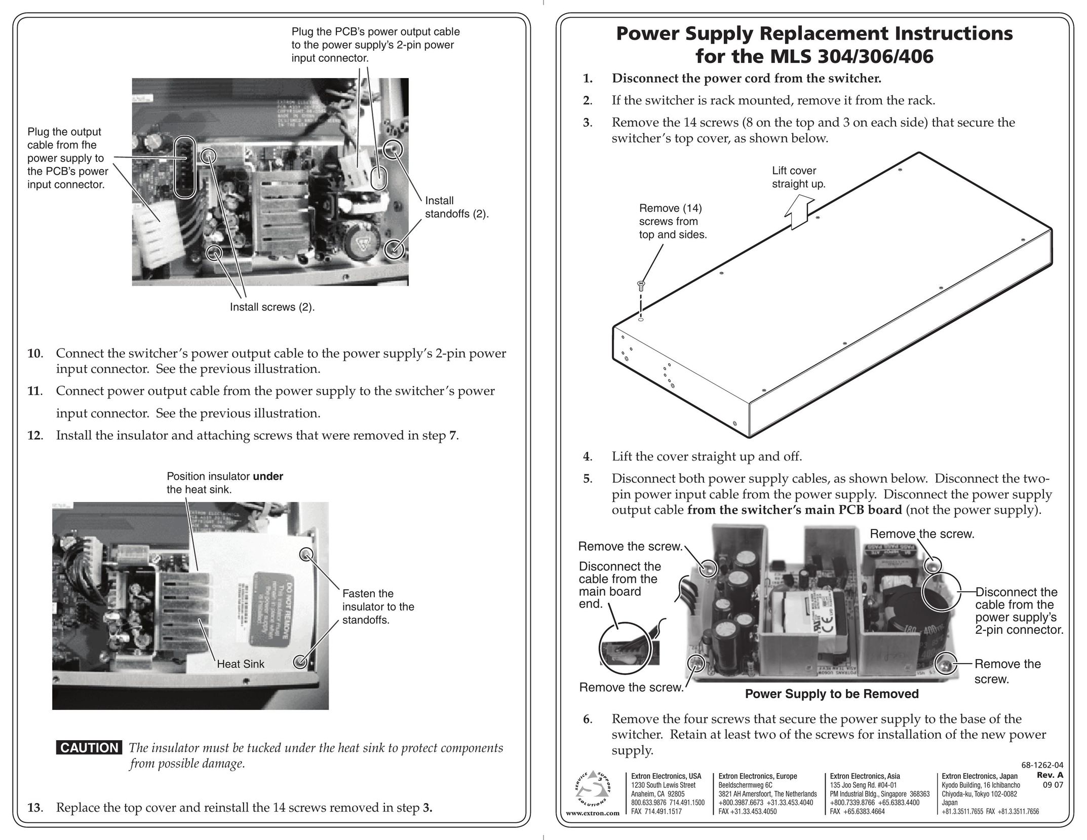 Extron electronic 406 Power Supply User Manual