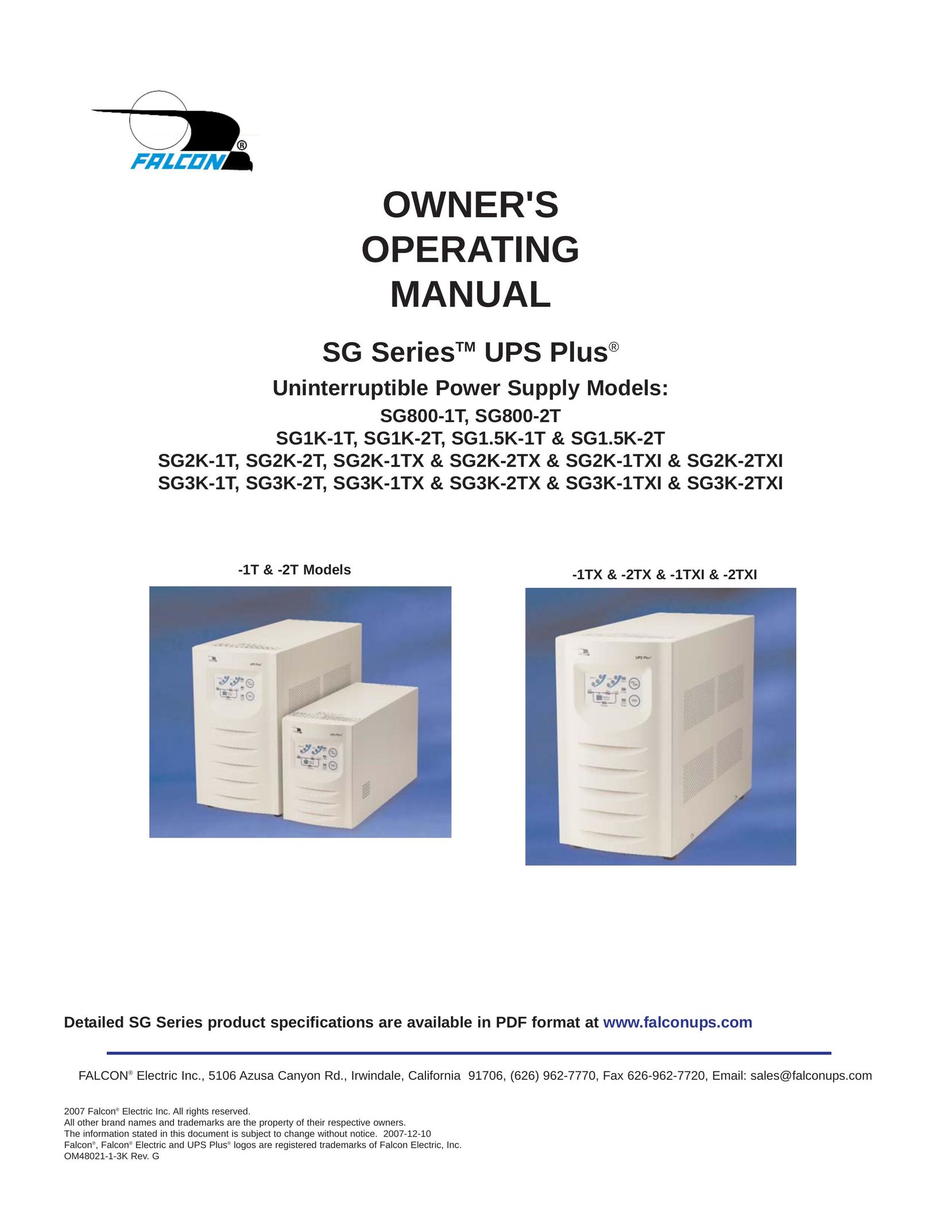 Falcon SG800-2T Power Supply User Manual