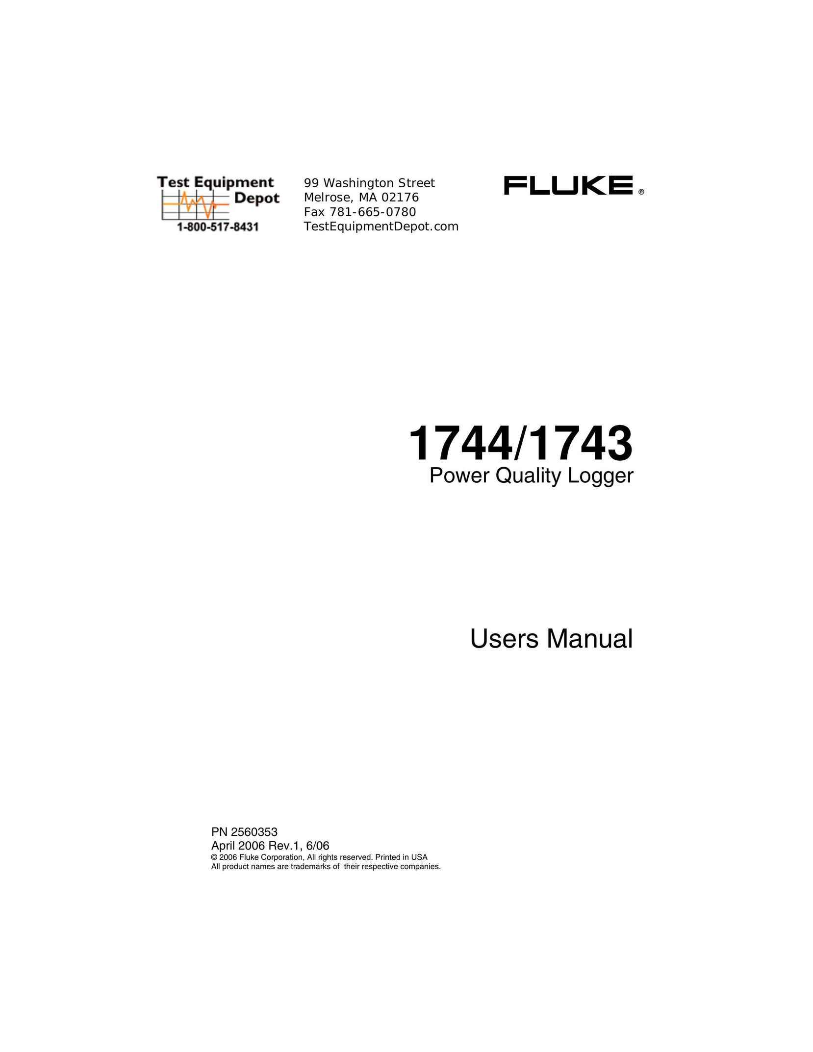 Fluke 1743 Power Supply User Manual