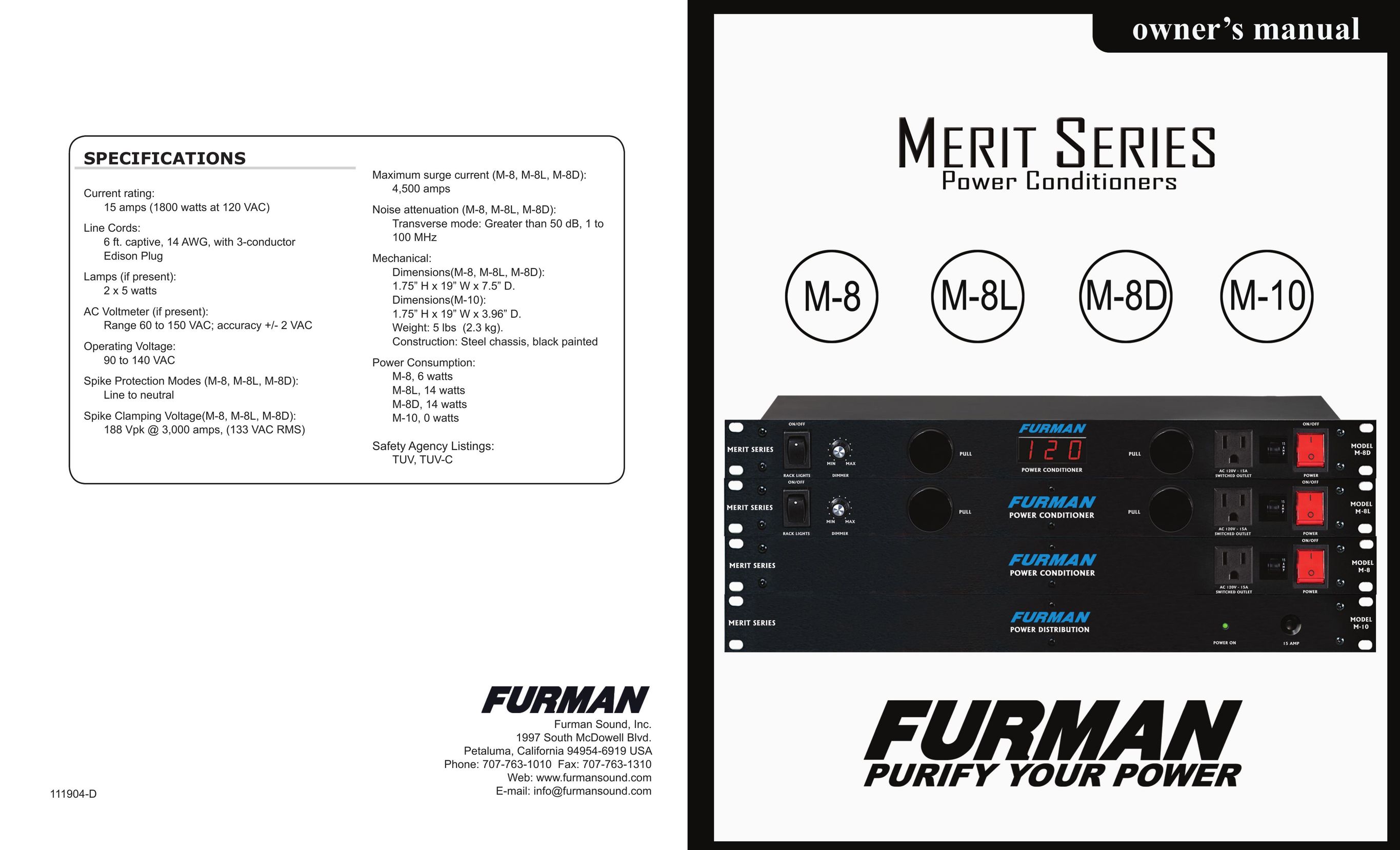 Furman Sound PL-PRO EII Power Supply User Manual