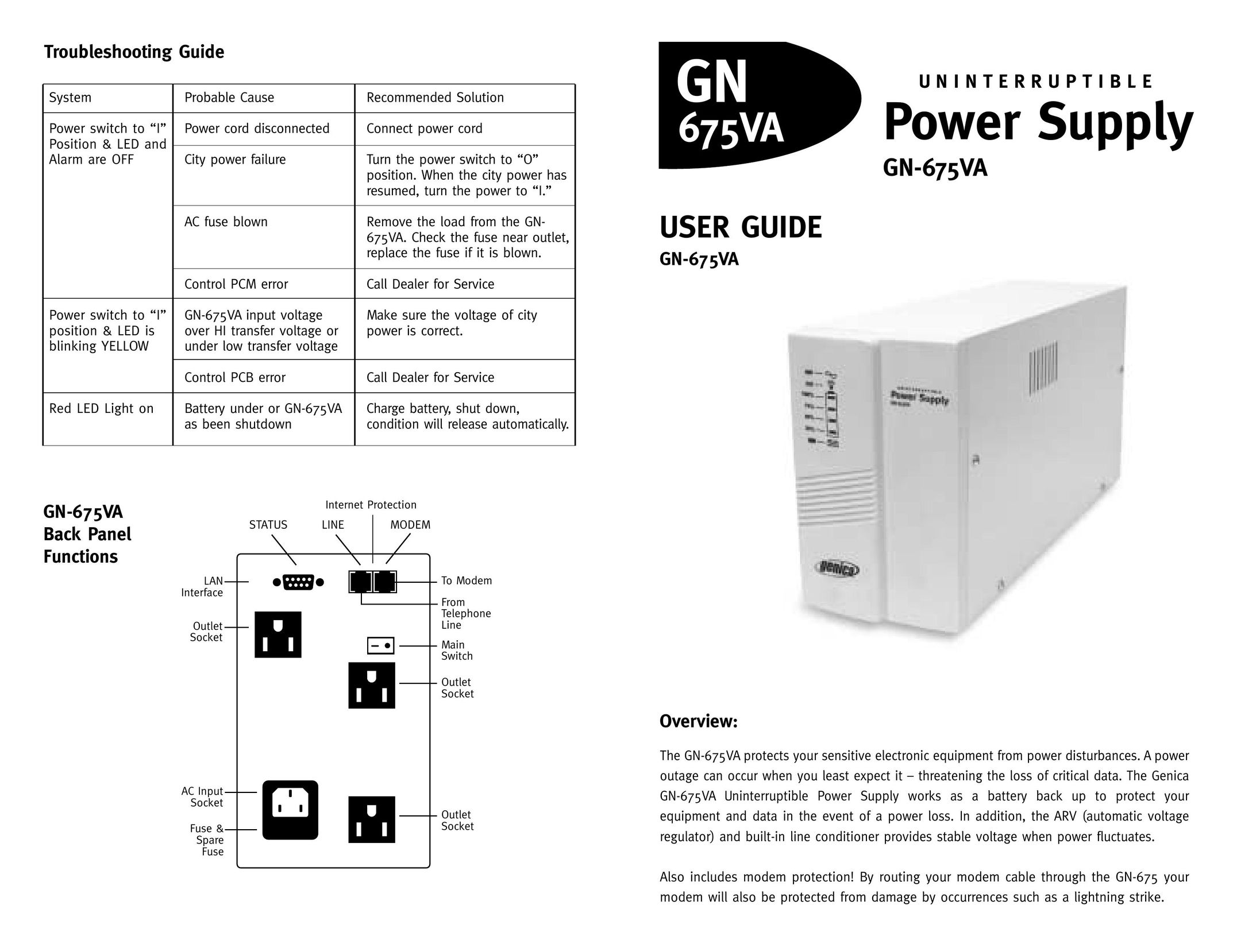 Genica GN-675VA Power Supply User Manual