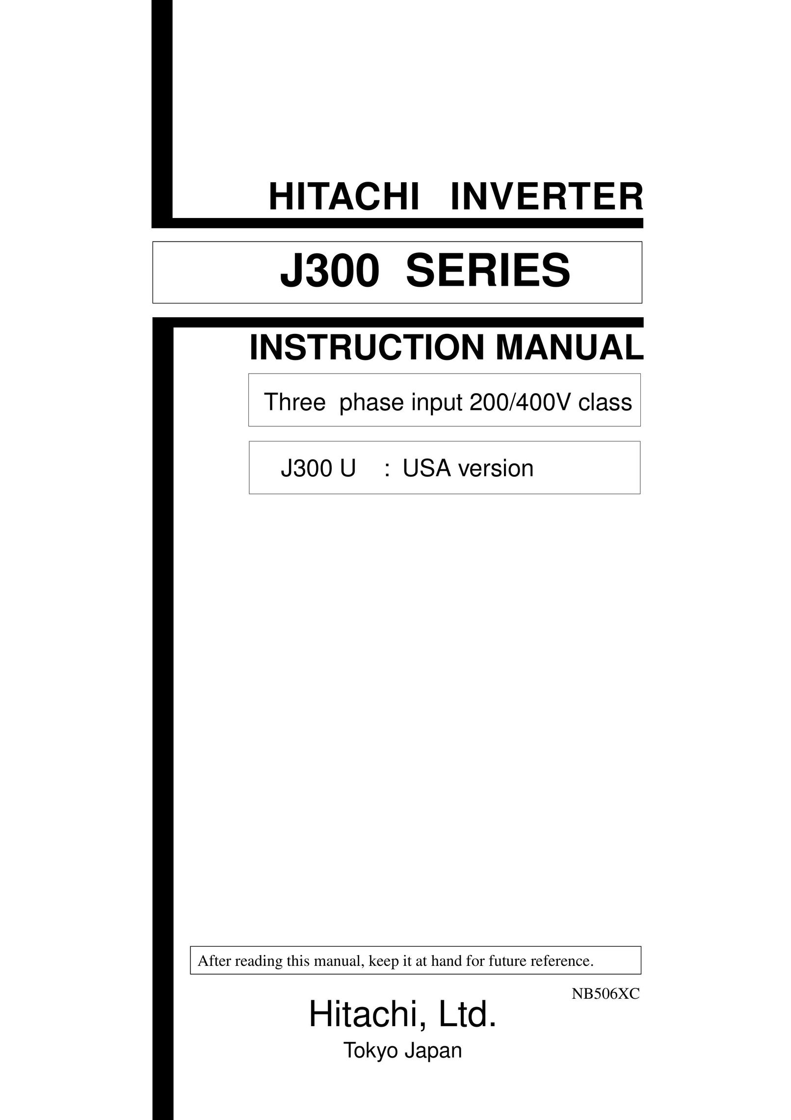 Hitachi J300U Series Power Supply User Manual