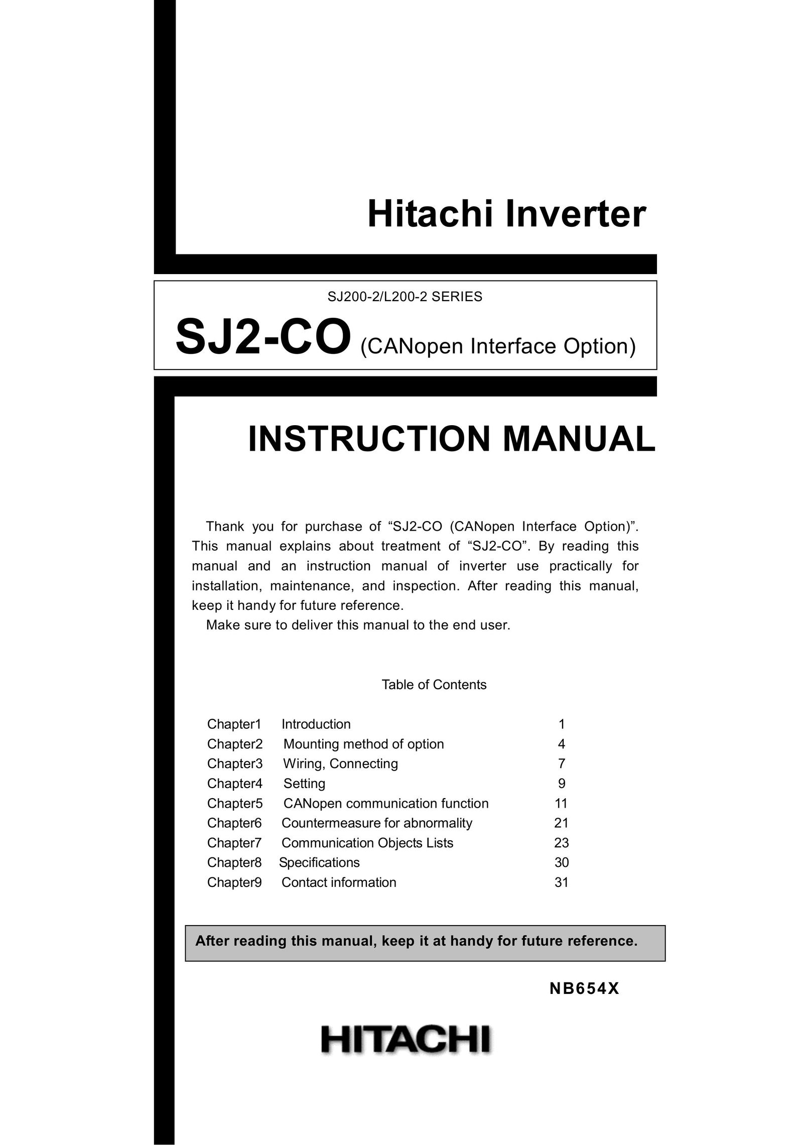 Hitachi SJ2-CO Power Supply User Manual