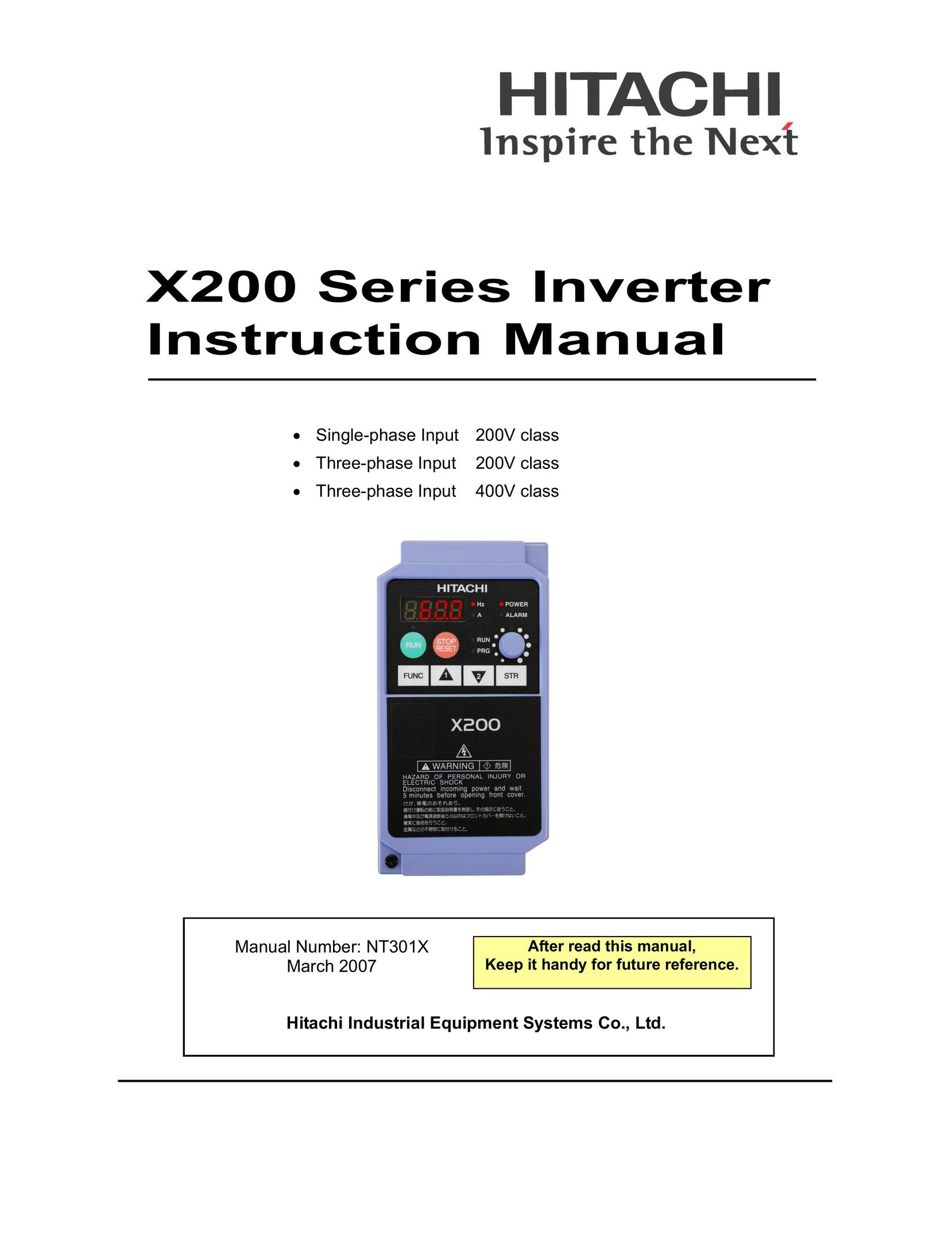 Hitachi X200 Series Power Supply User Manual