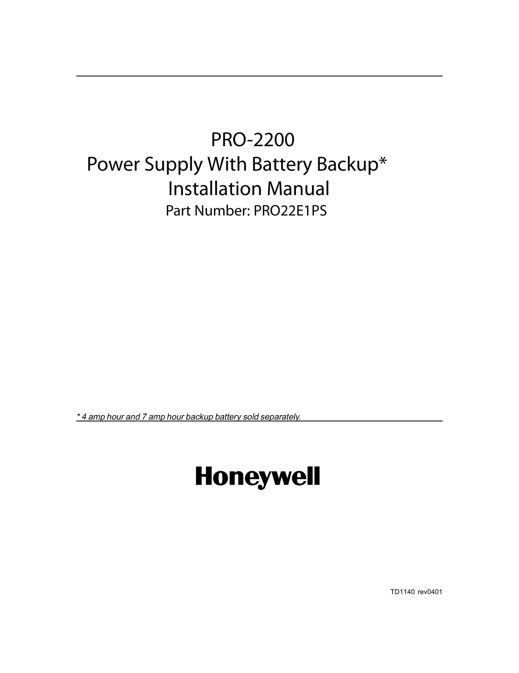 Honeywell PRO-2200 Power Supply User Manual