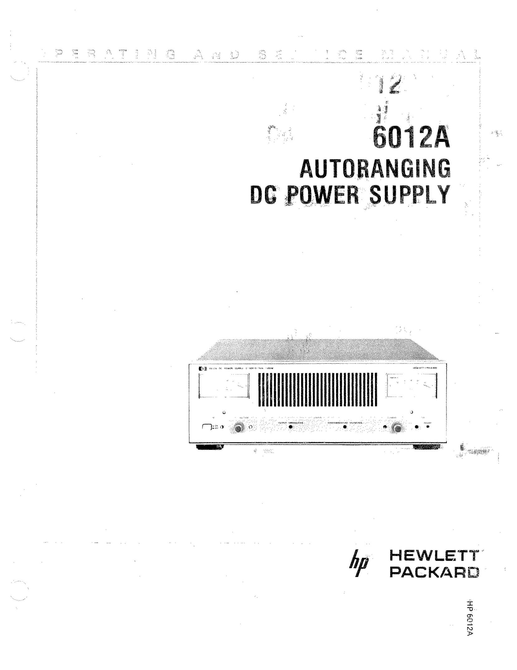HP (Hewlett-Packard) 6012A Power Supply User Manual