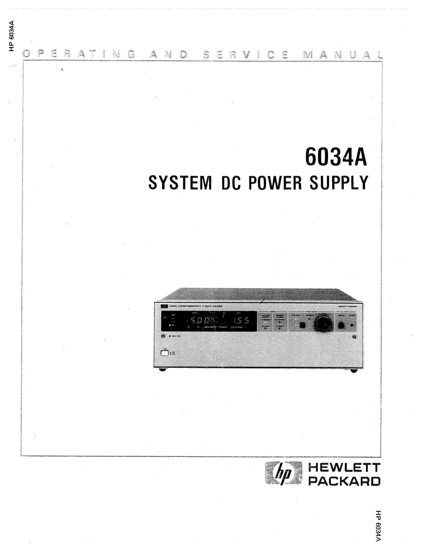 HP (Hewlett-Packard) 6034A Power Supply User Manual