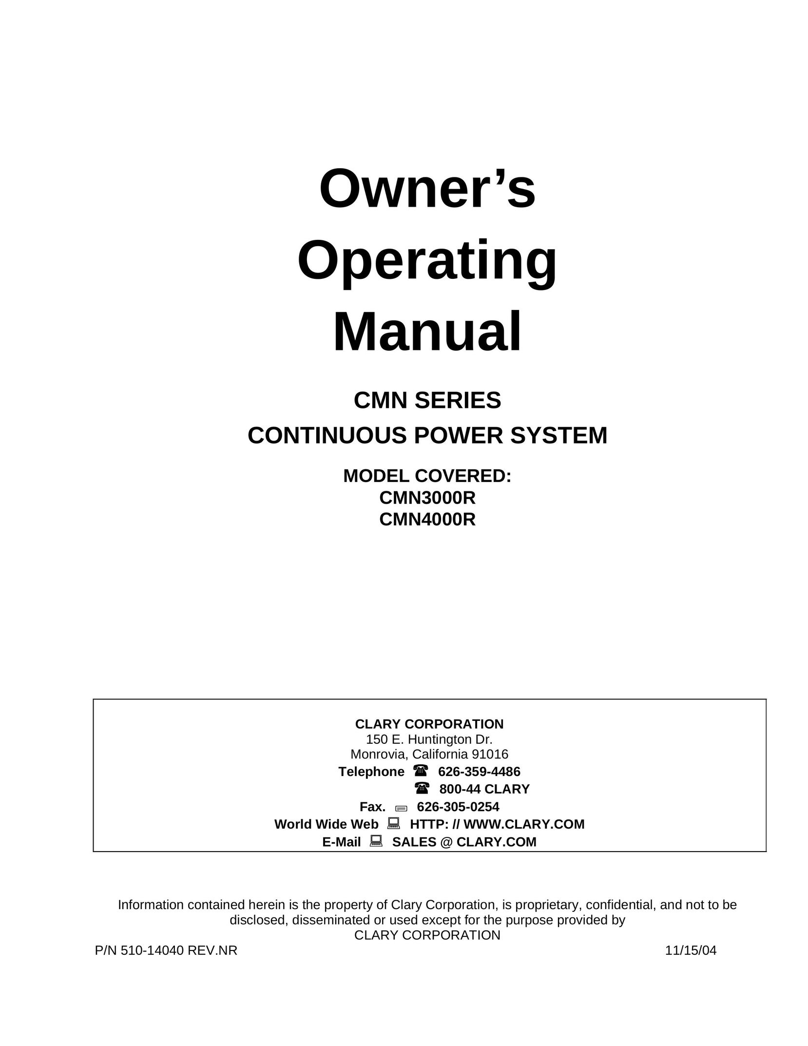 HSM CMN3000R Power Supply User Manual