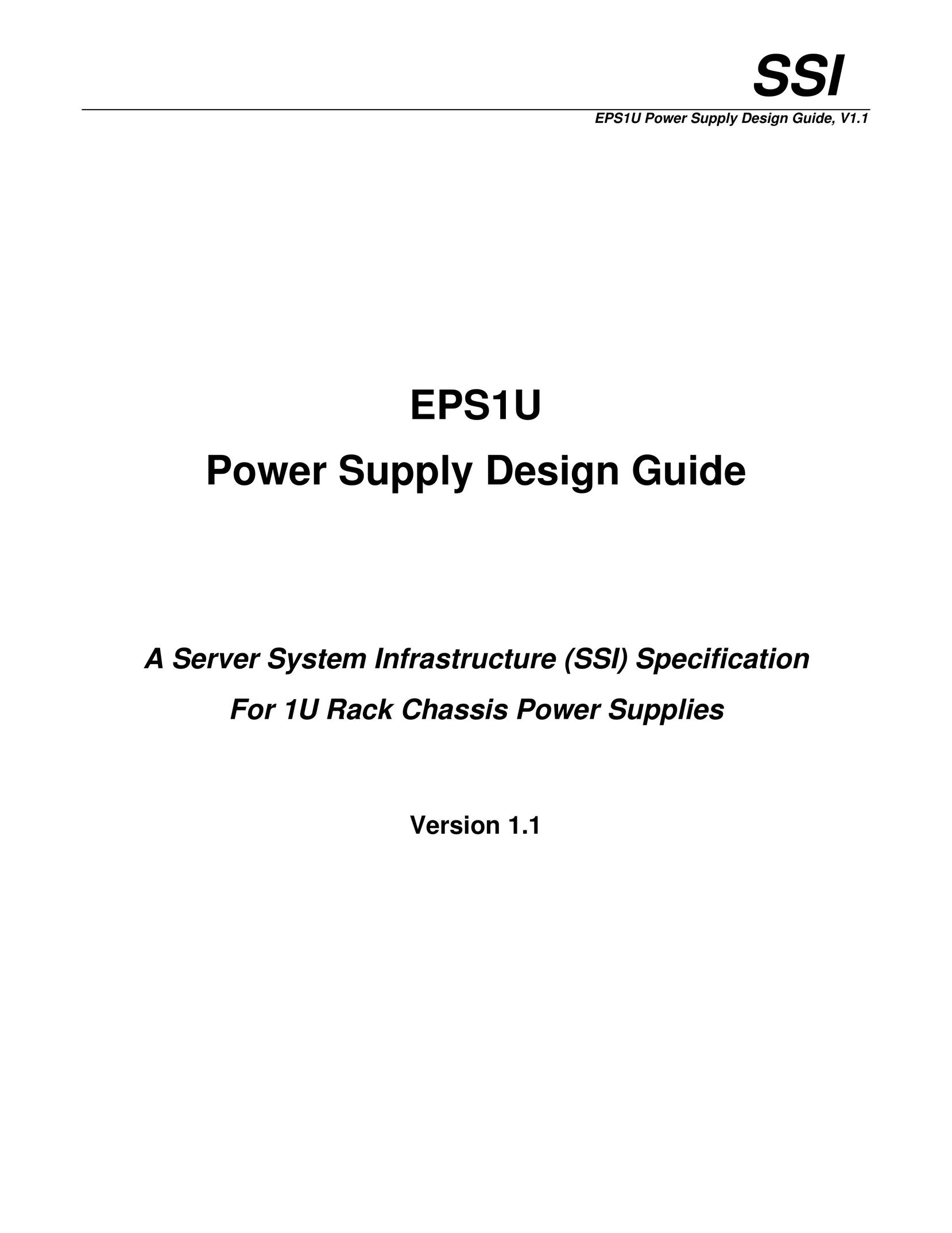 Intel EPS1U Power Supply User Manual