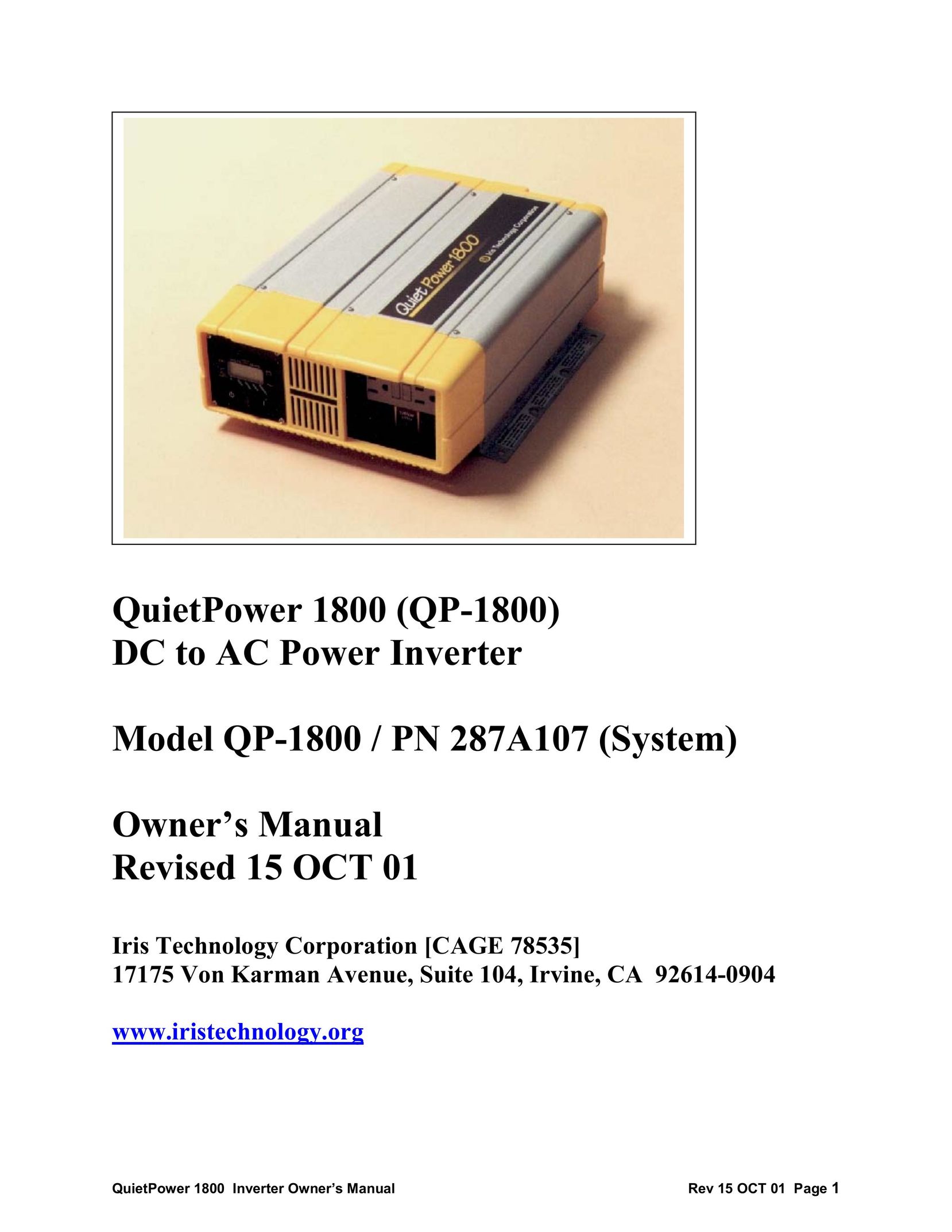 IRIS QP-1800 Power Supply User Manual