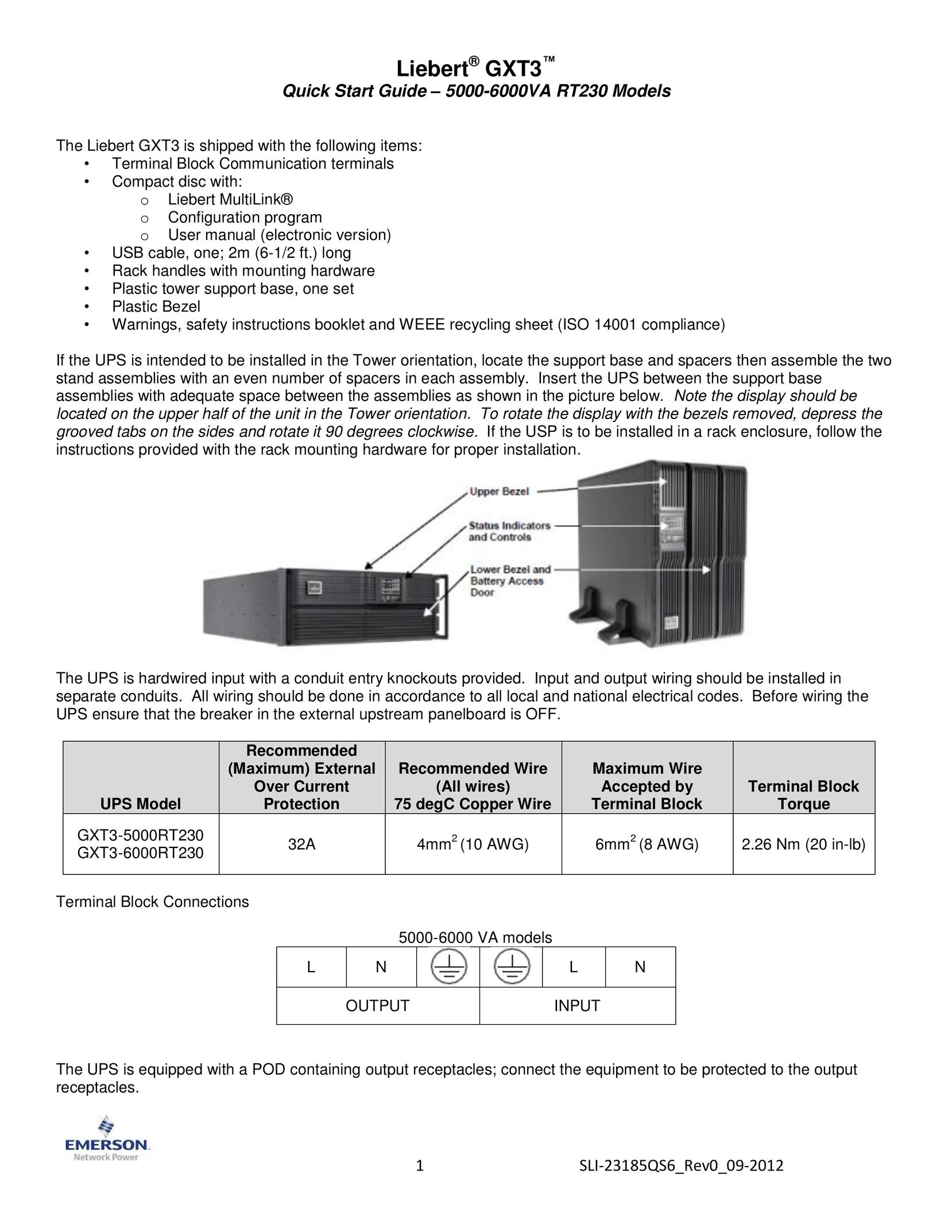 Liebert 5000RT230 Power Supply User Manual