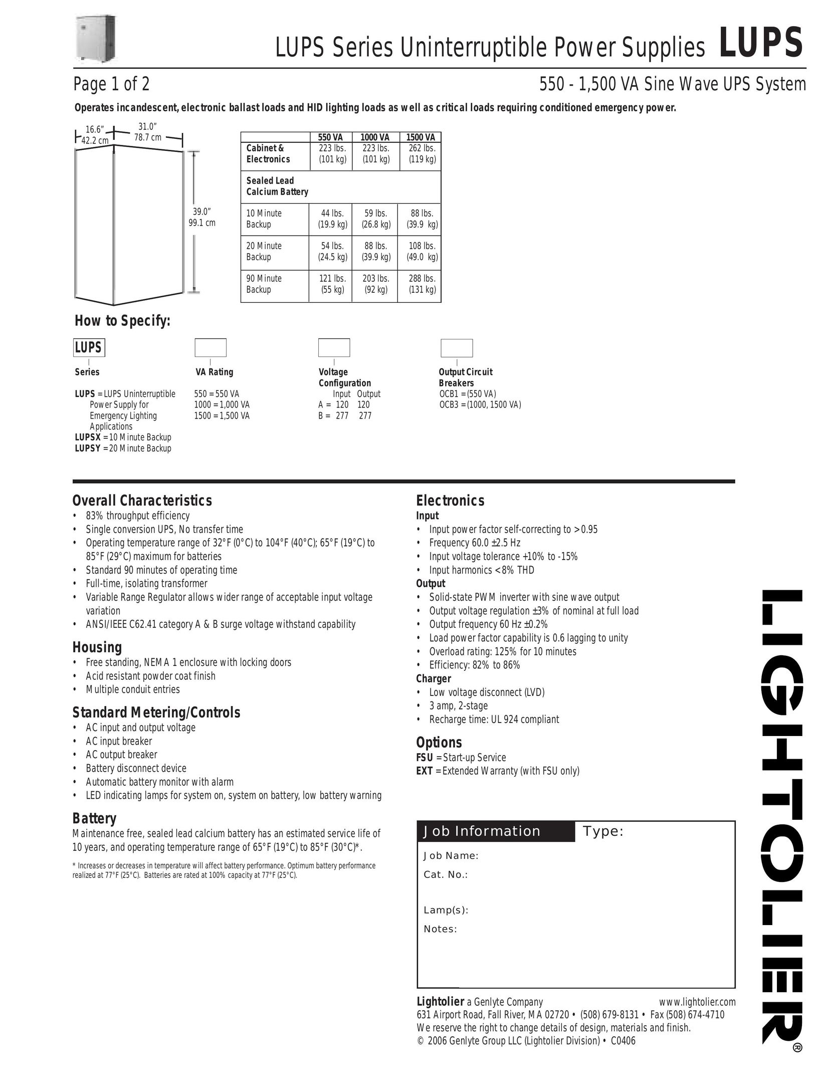 Lightolier LUPS Series Power Supply User Manual