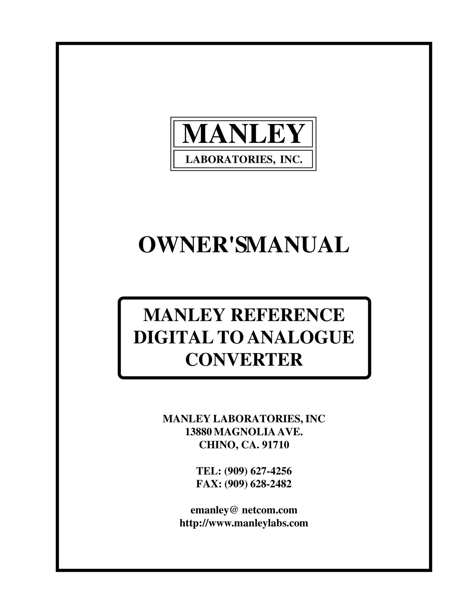 Manley Labs MANLEY REFERENCE DIGITAL TO ANALOGUE CONVERTER Power Supply User Manual
