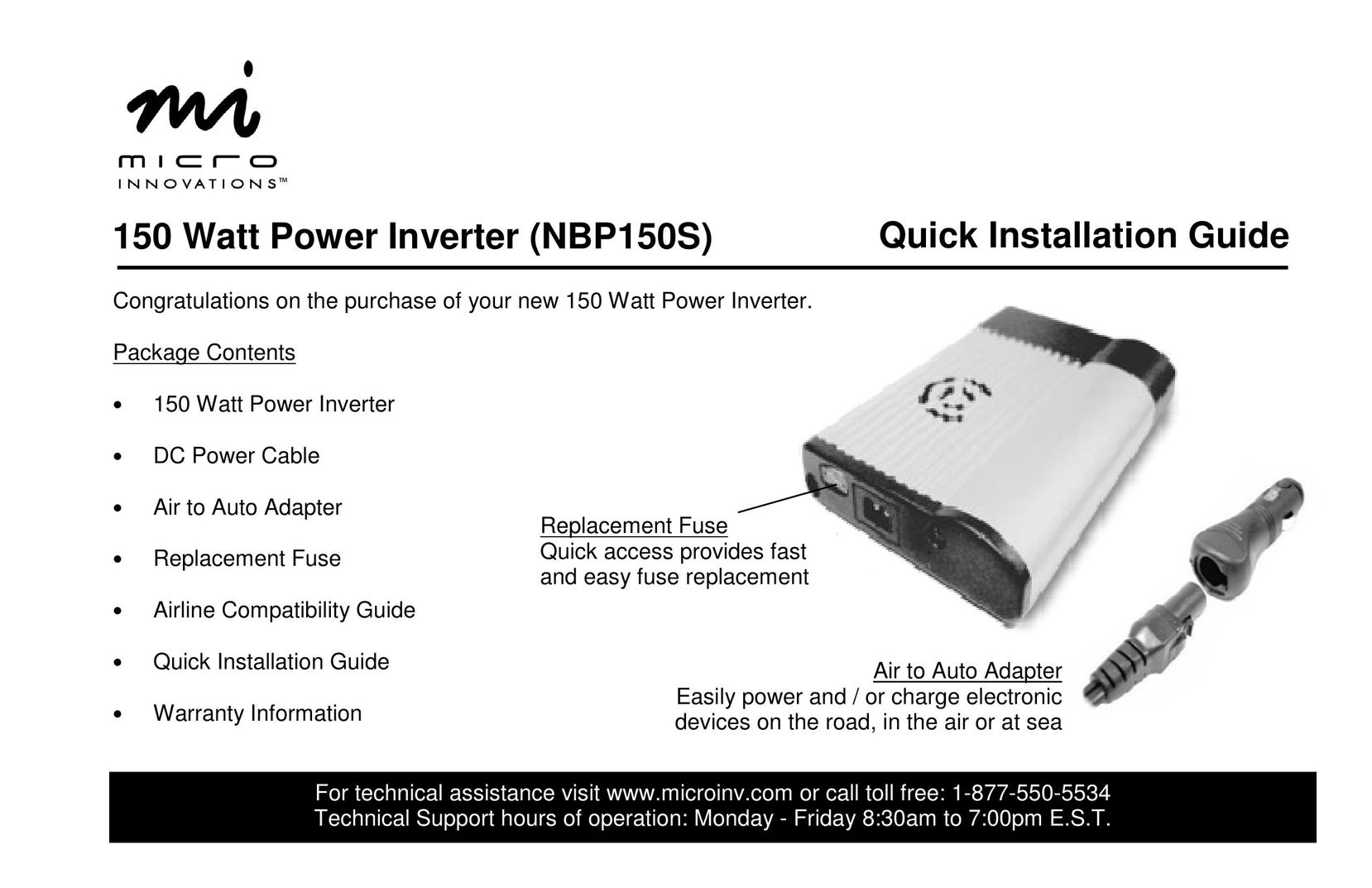 Micro Innovations NBP150S Power Supply User Manual