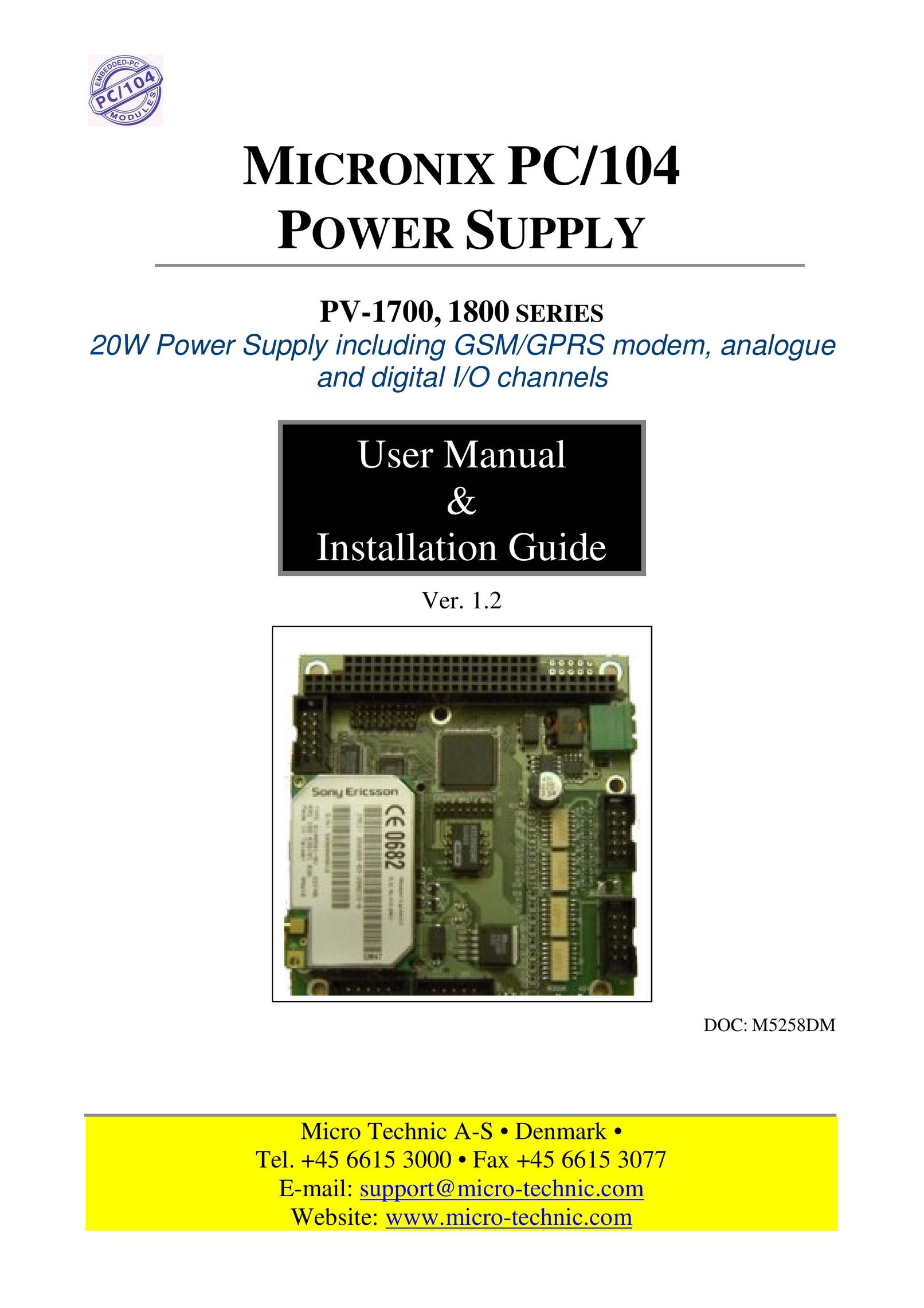 Micro Technic PV-1700 Power Supply User Manual