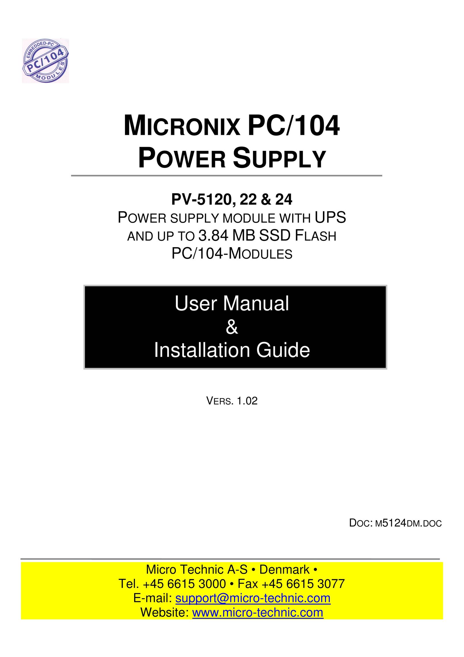 Micro Technic PV-5122 Power Supply User Manual