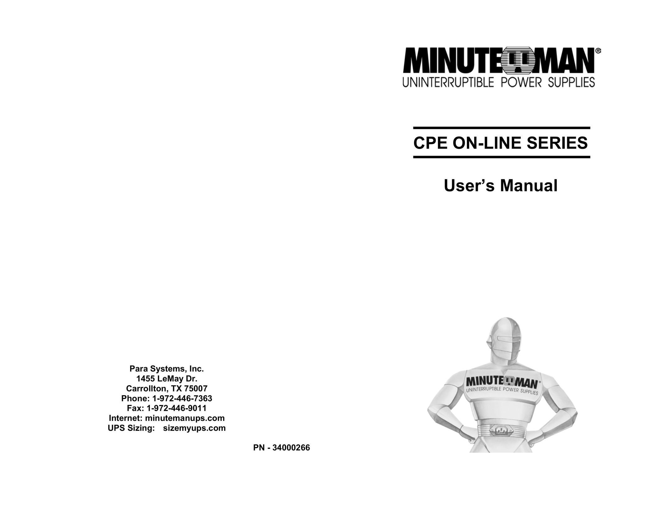 Minuteman UPS CPE 1000 Power Supply User Manual