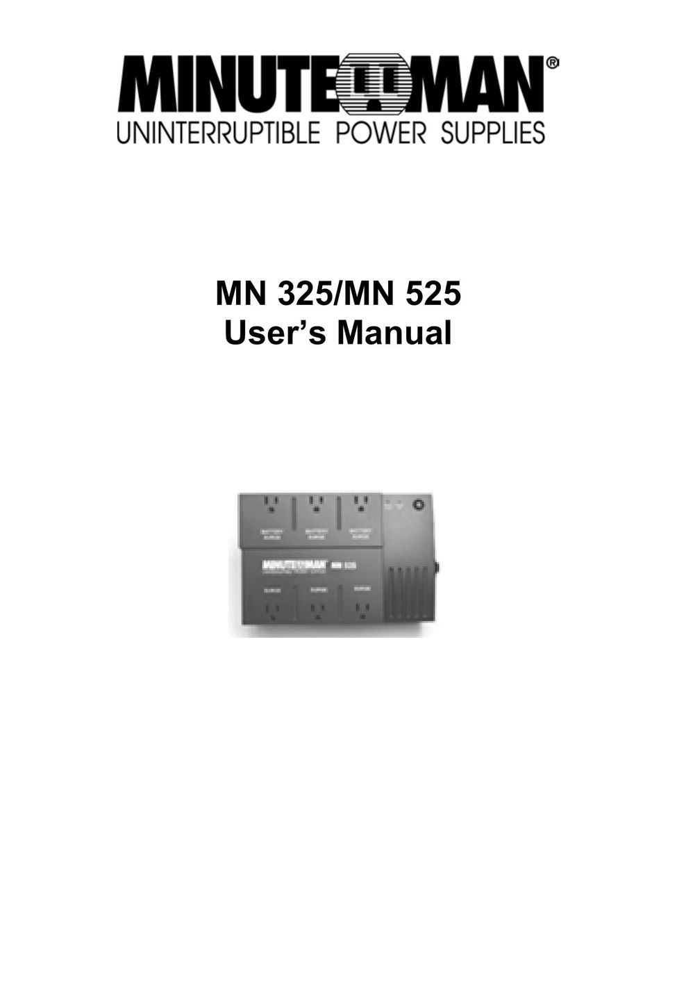 Minuteman UPS MN 525 Power Supply User Manual