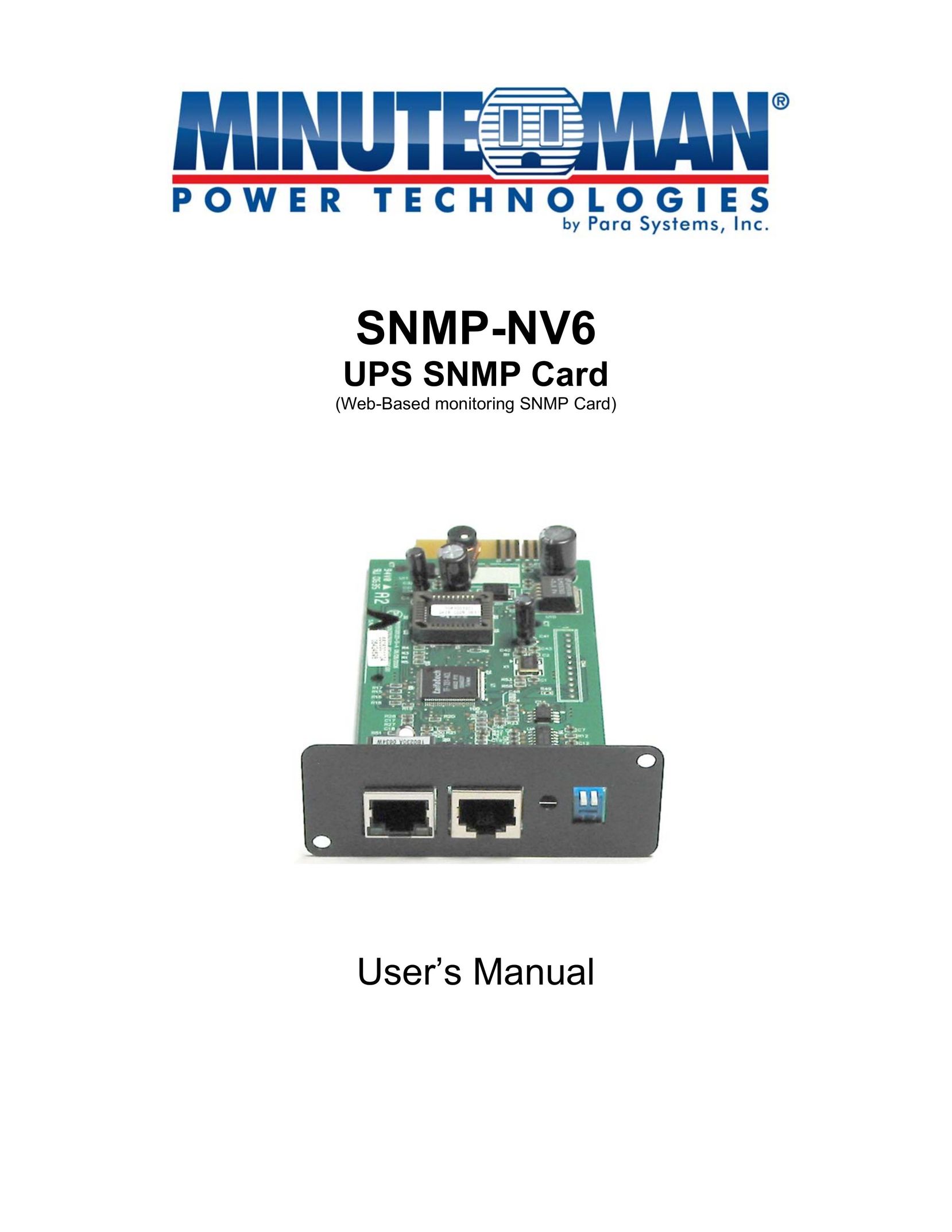 Minuteman UPS SNMP-NV6 Power Supply User Manual