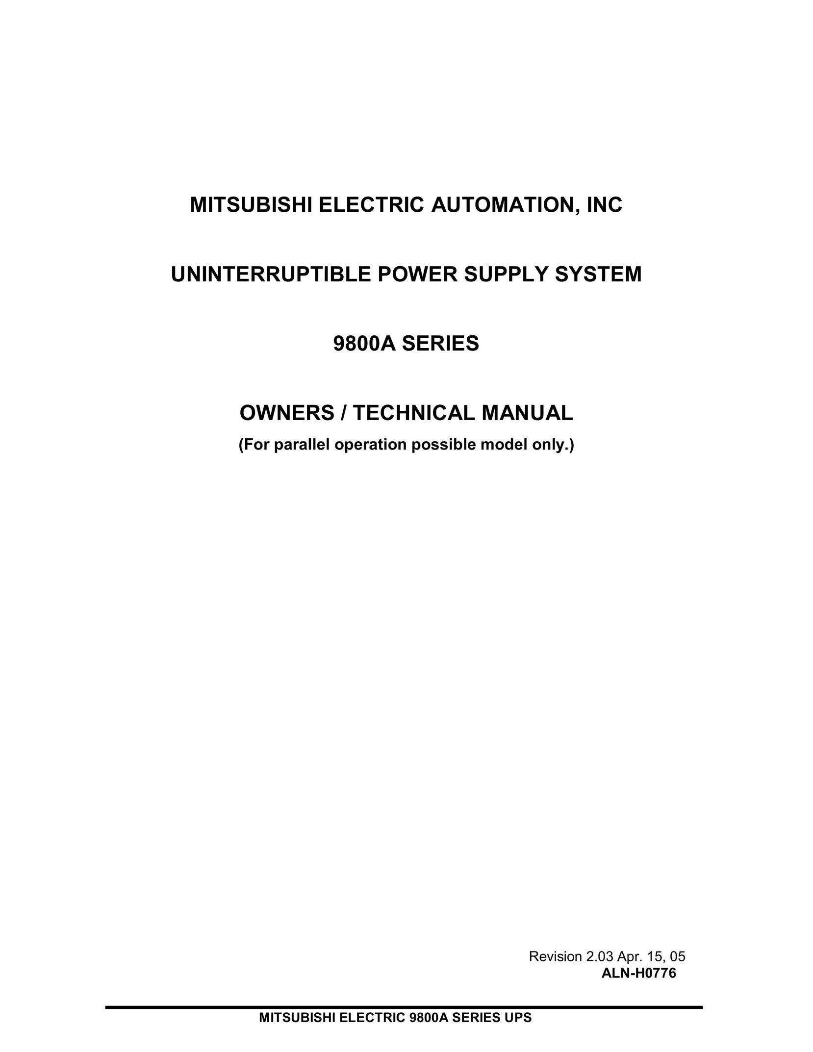 Mitsubishi 9800A Series Power Supply User Manual