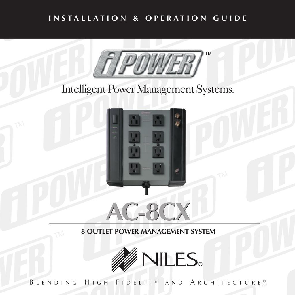 Niles Audio AC-8CX Power Supply User Manual