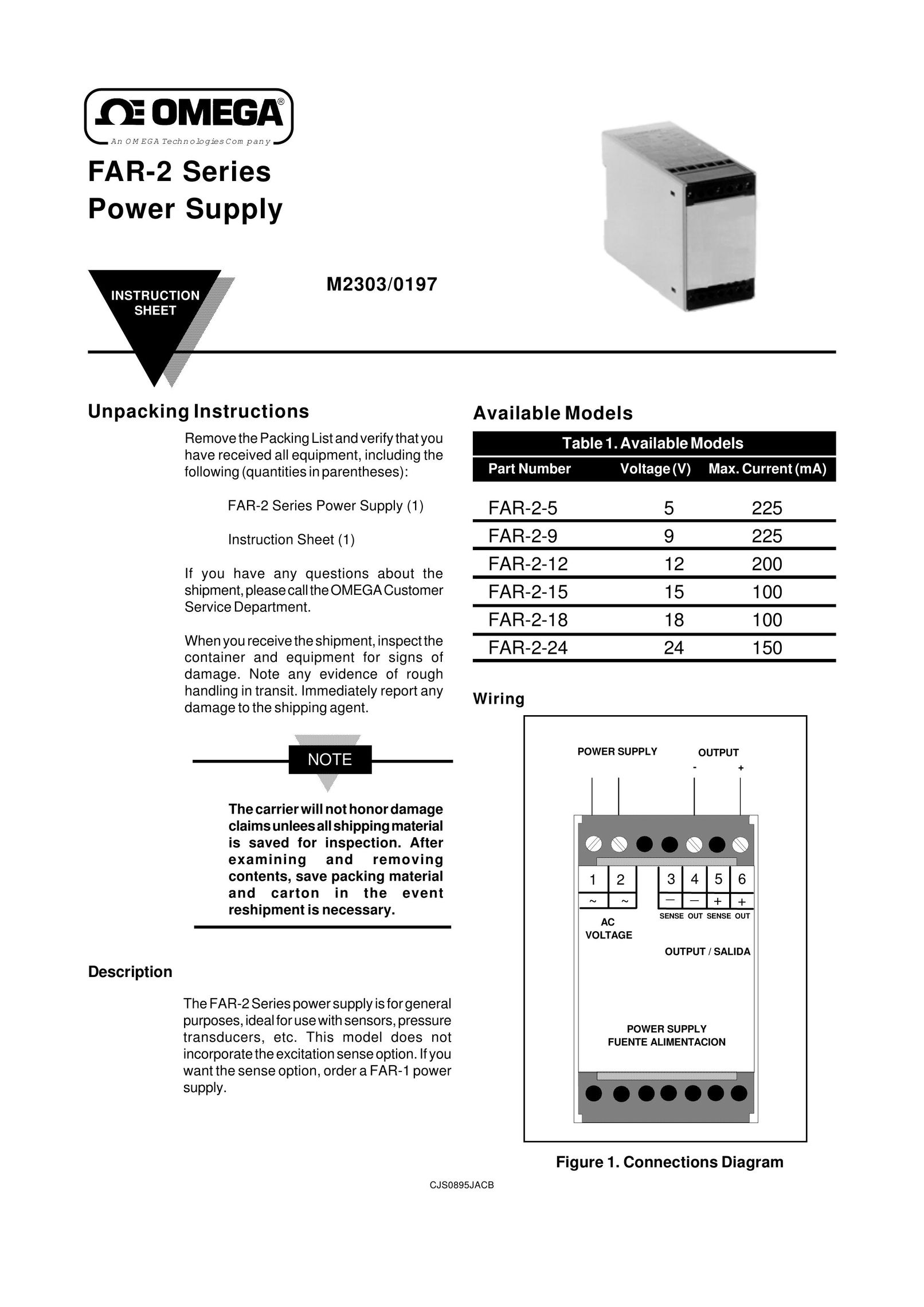 Omega FAR-2 Power Supply User Manual
