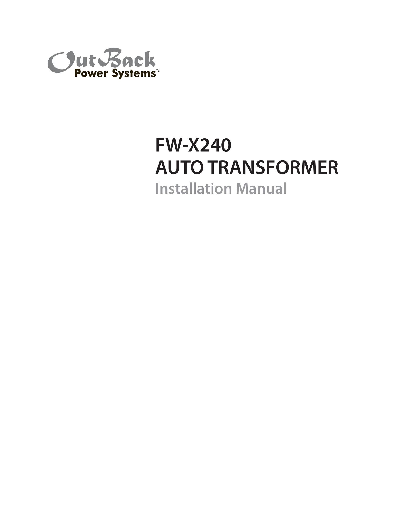Outback Power Systems FW-X240 Power Supply User Manual