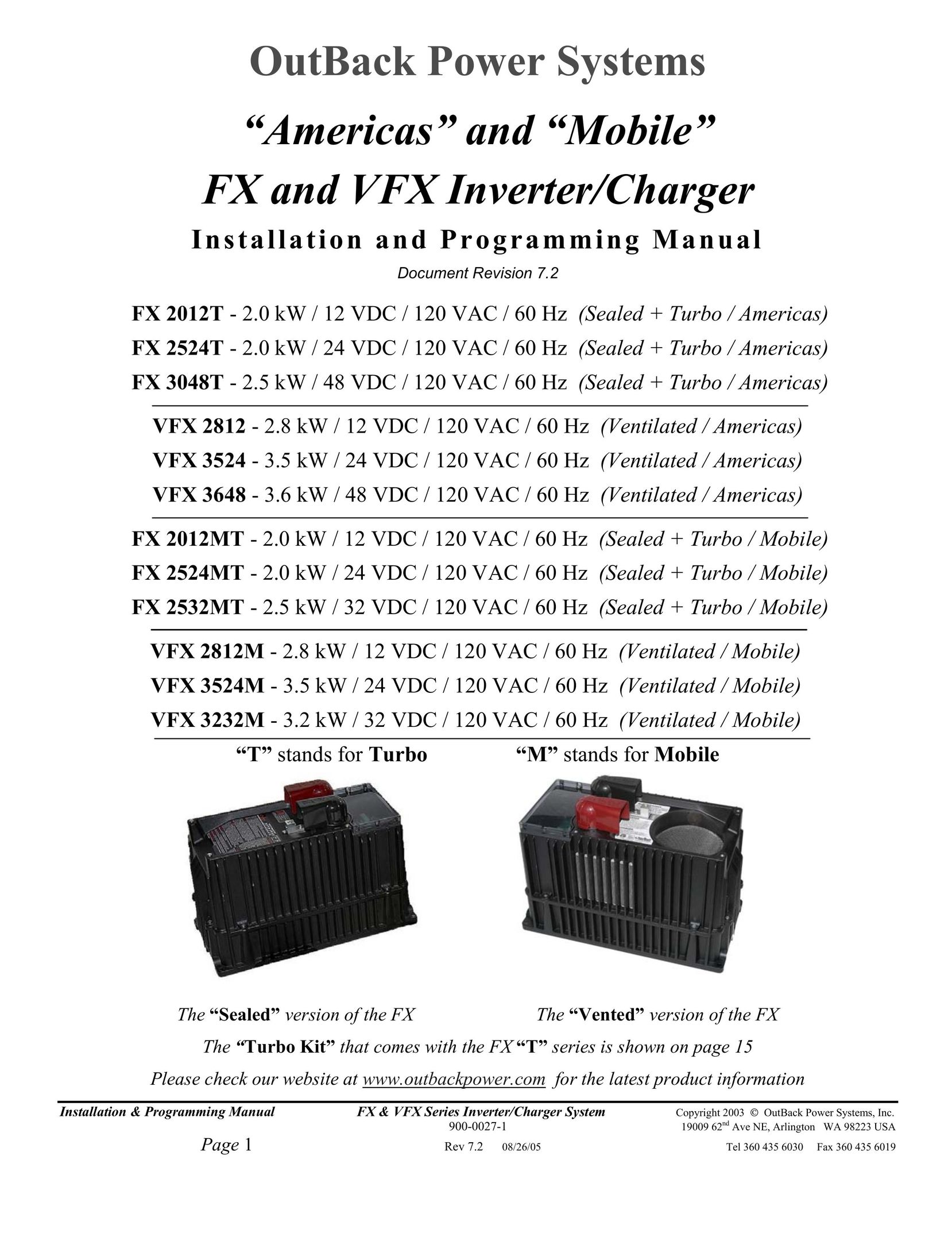Outback Power Systems VFX2812M Power Supply User Manual