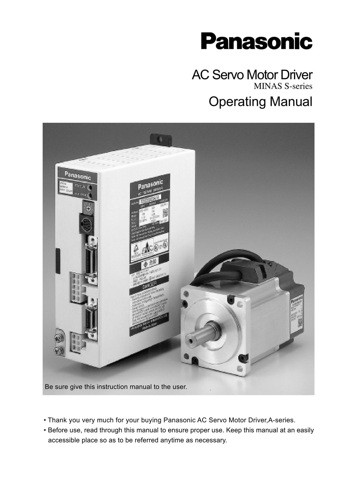 Panasonic MDDDT3530 Power Supply User Manual