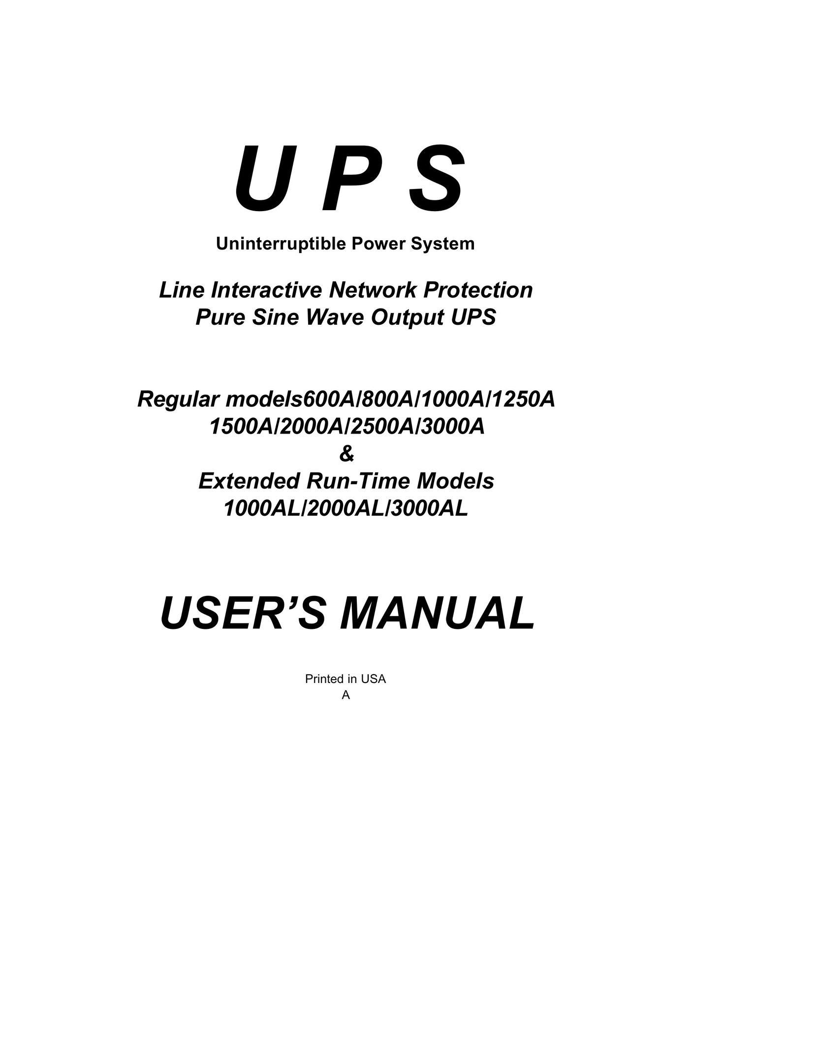 Powercom 3000A &1000AL Power Supply User Manual