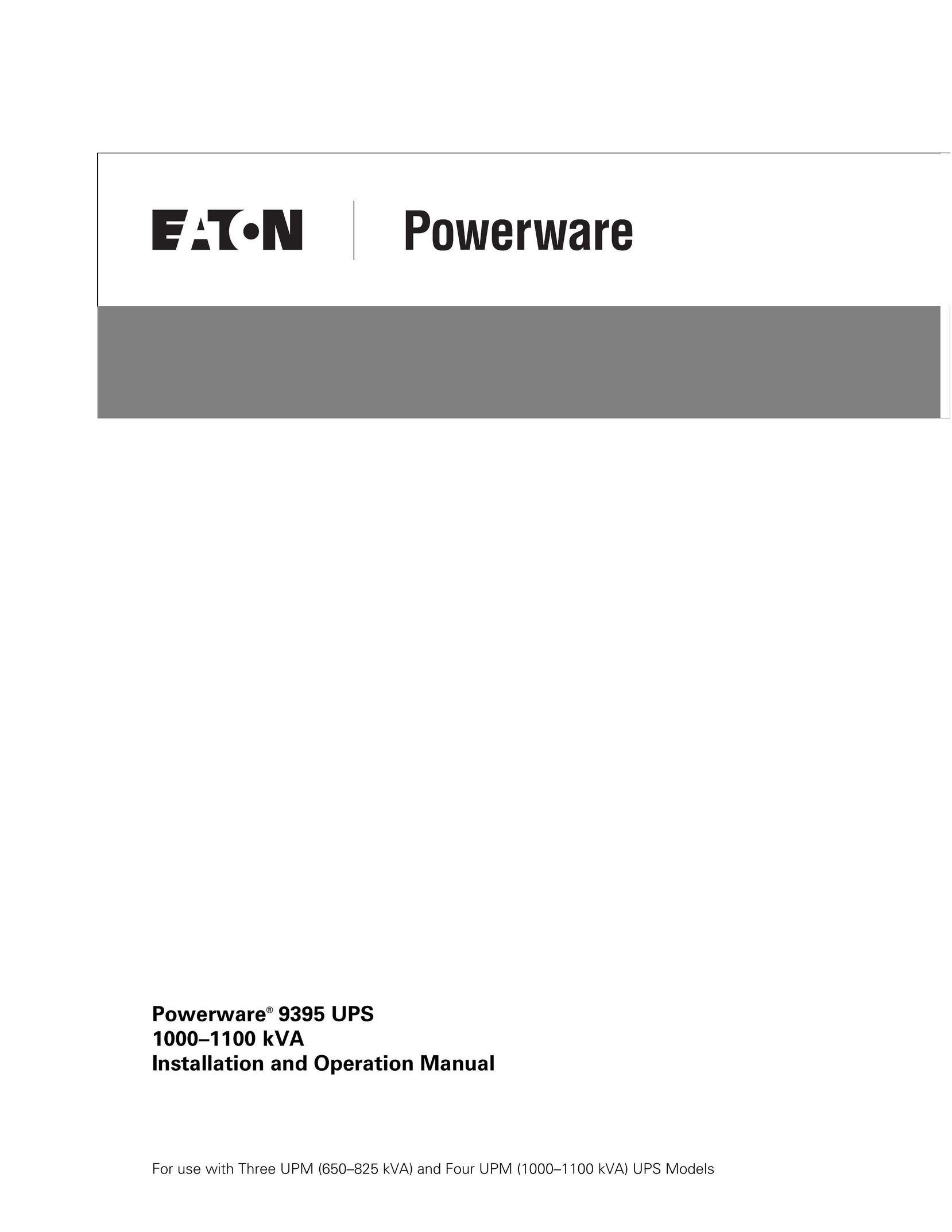 Powerware 10001100 kVA Power Supply User Manual