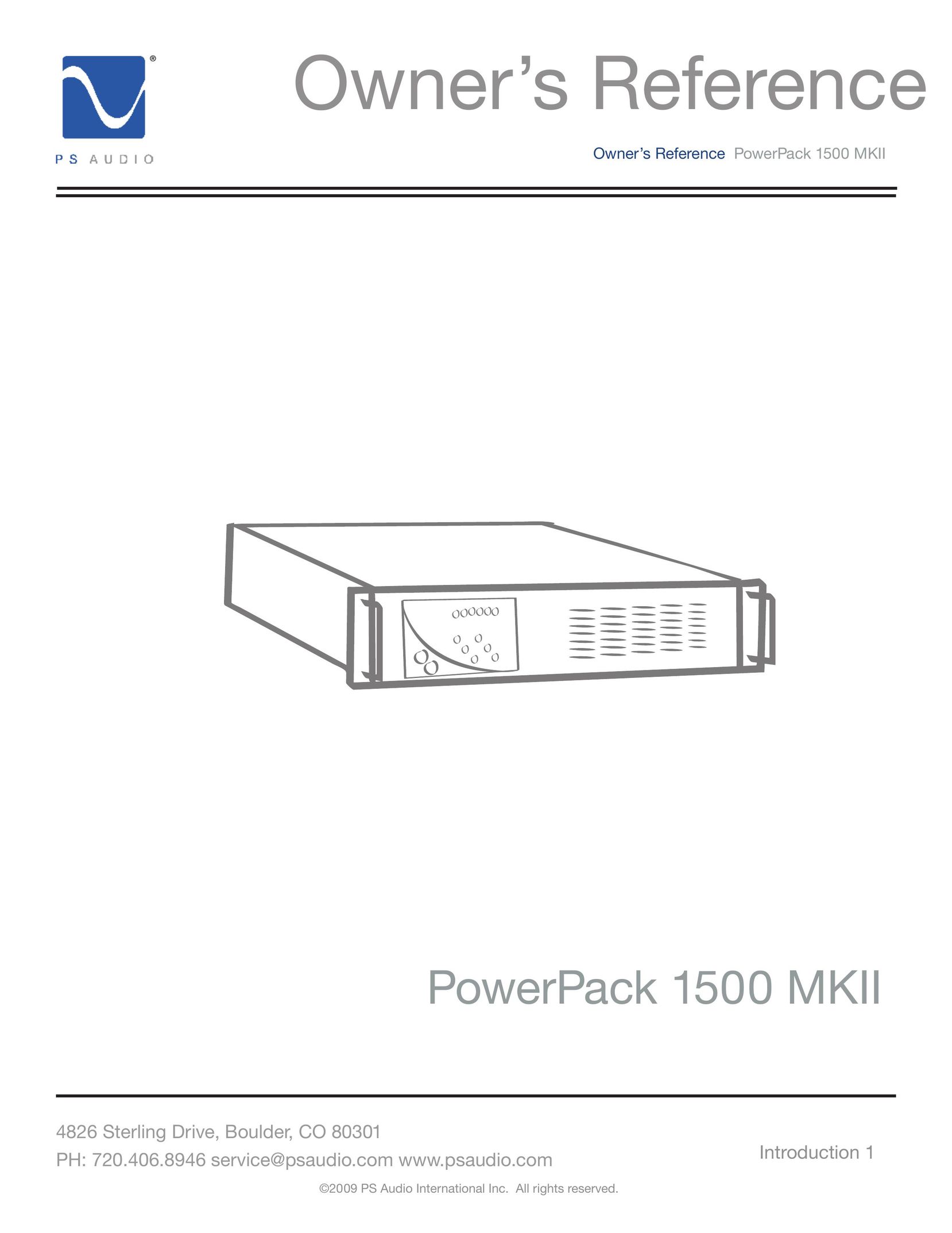 PS Audio 1500 MKII Power Supply User Manual