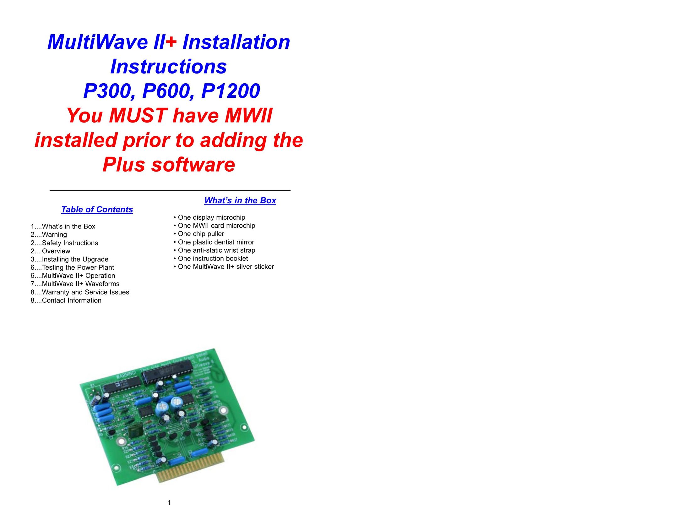PS Audio P1200 Power Supply User Manual