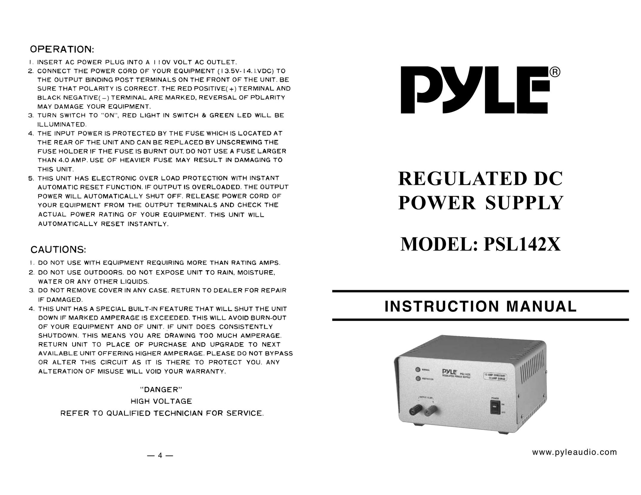 PYLE Audio PSL142X Power Supply User Manual