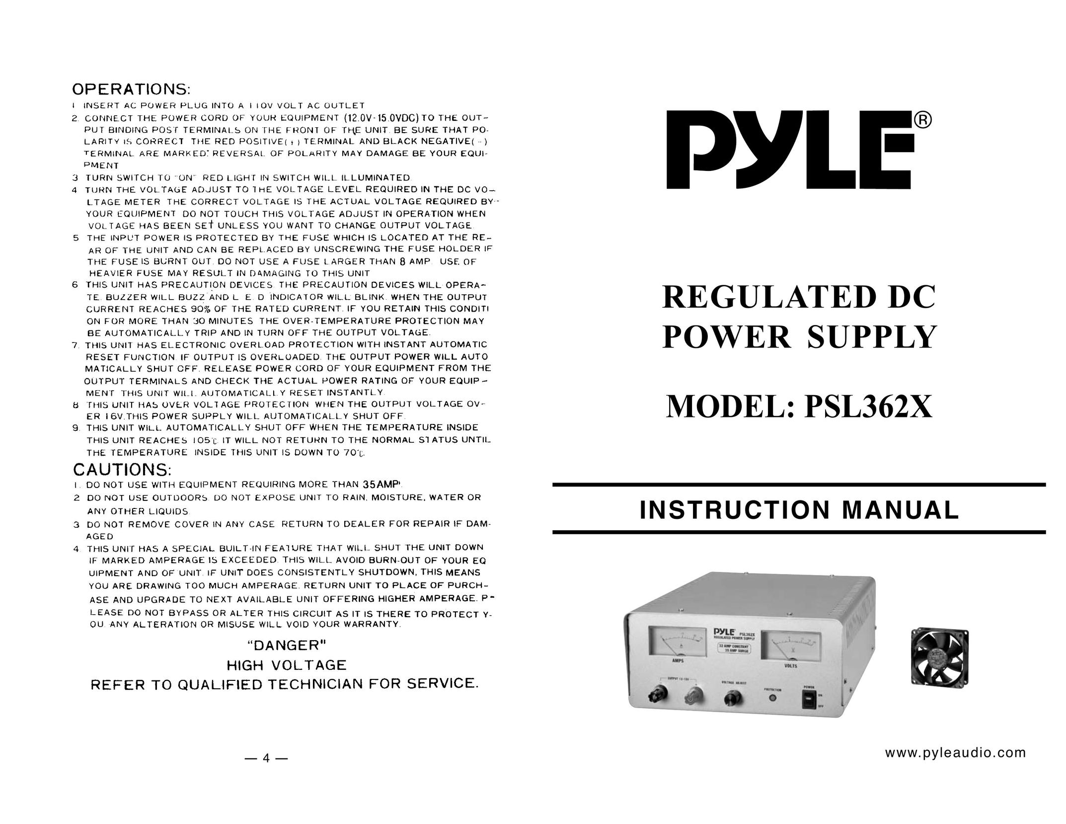 PYLE Audio PSL362X Power Supply User Manual