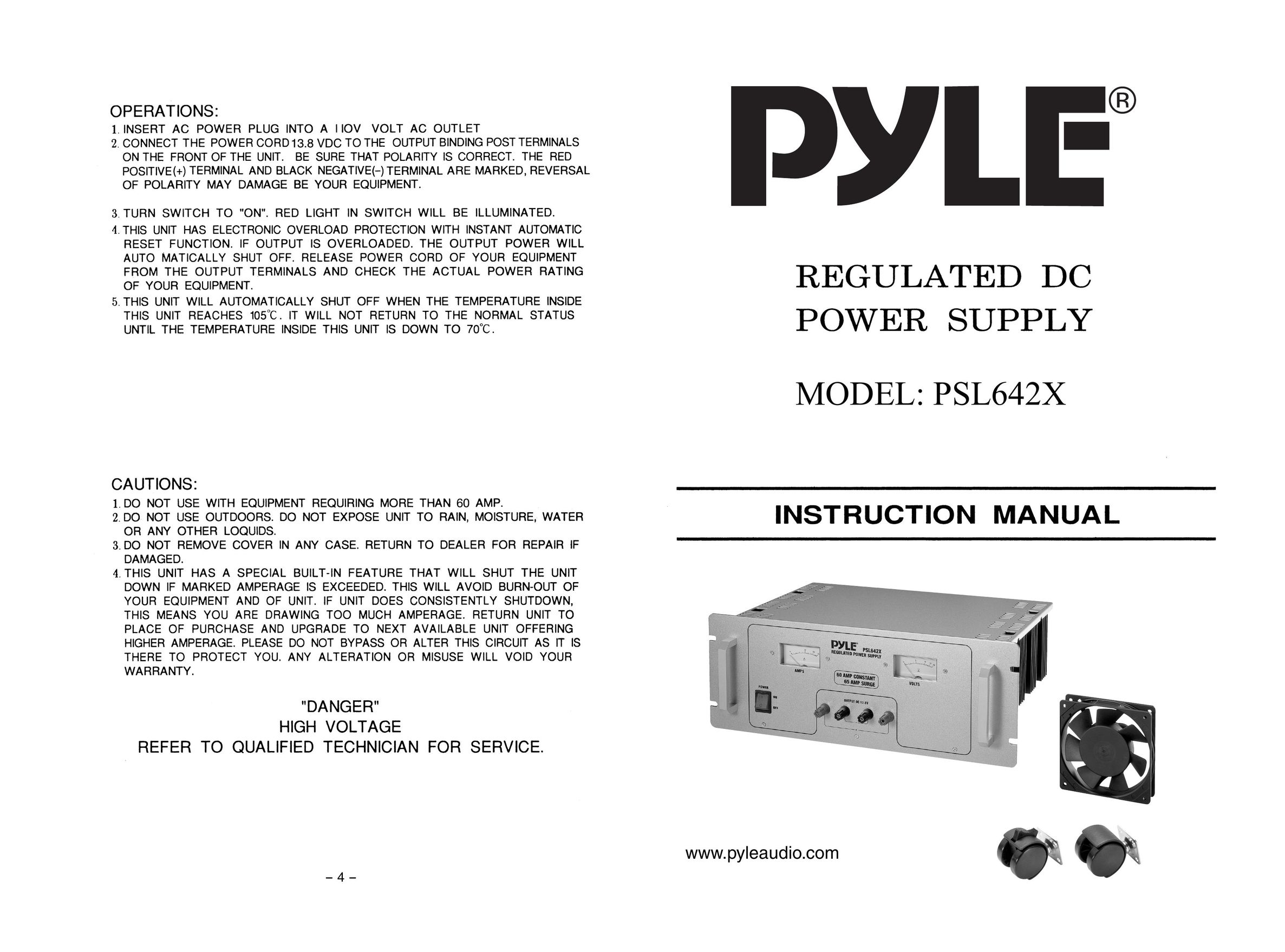PYLE Audio PSL642X Power Supply User Manual