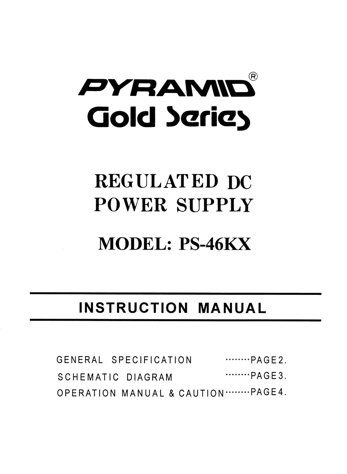 Pyramid Technologies PS-46KX Power Supply User Manual