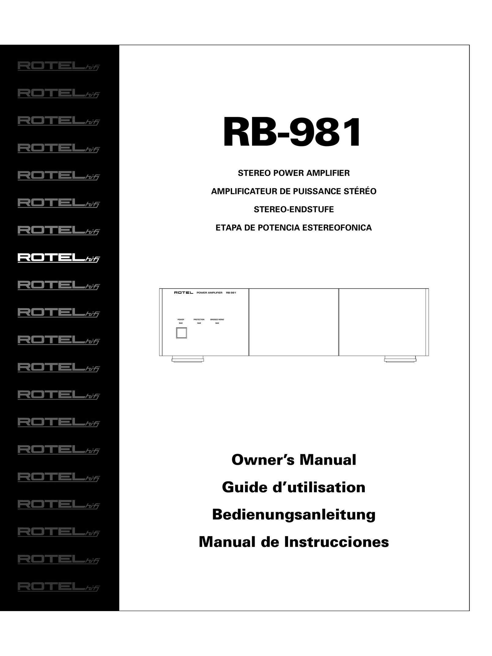 Rotel RB981 Power Supply User Manual