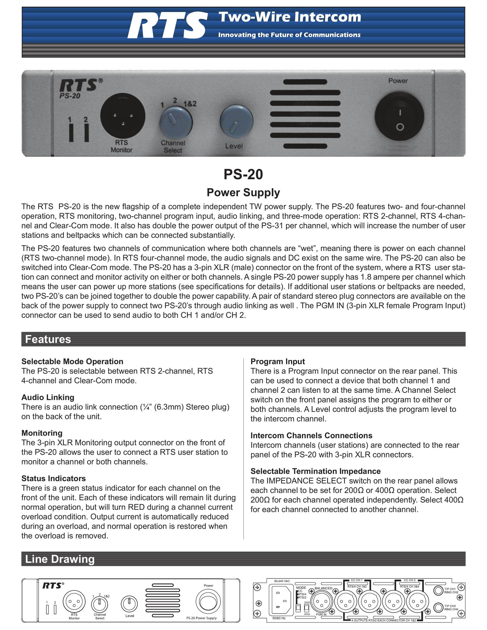 RTS PS-20 Power Supply User Manual