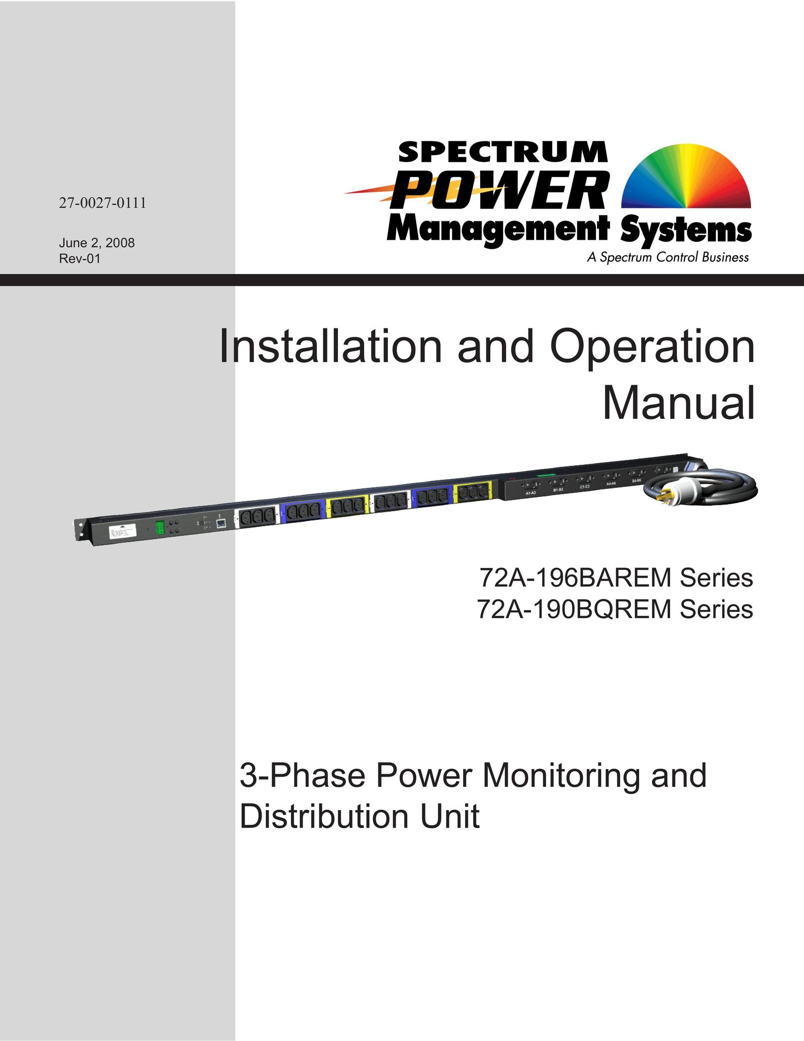 Spectrum Brands 72A-190BQREM Series Power Supply User Manual