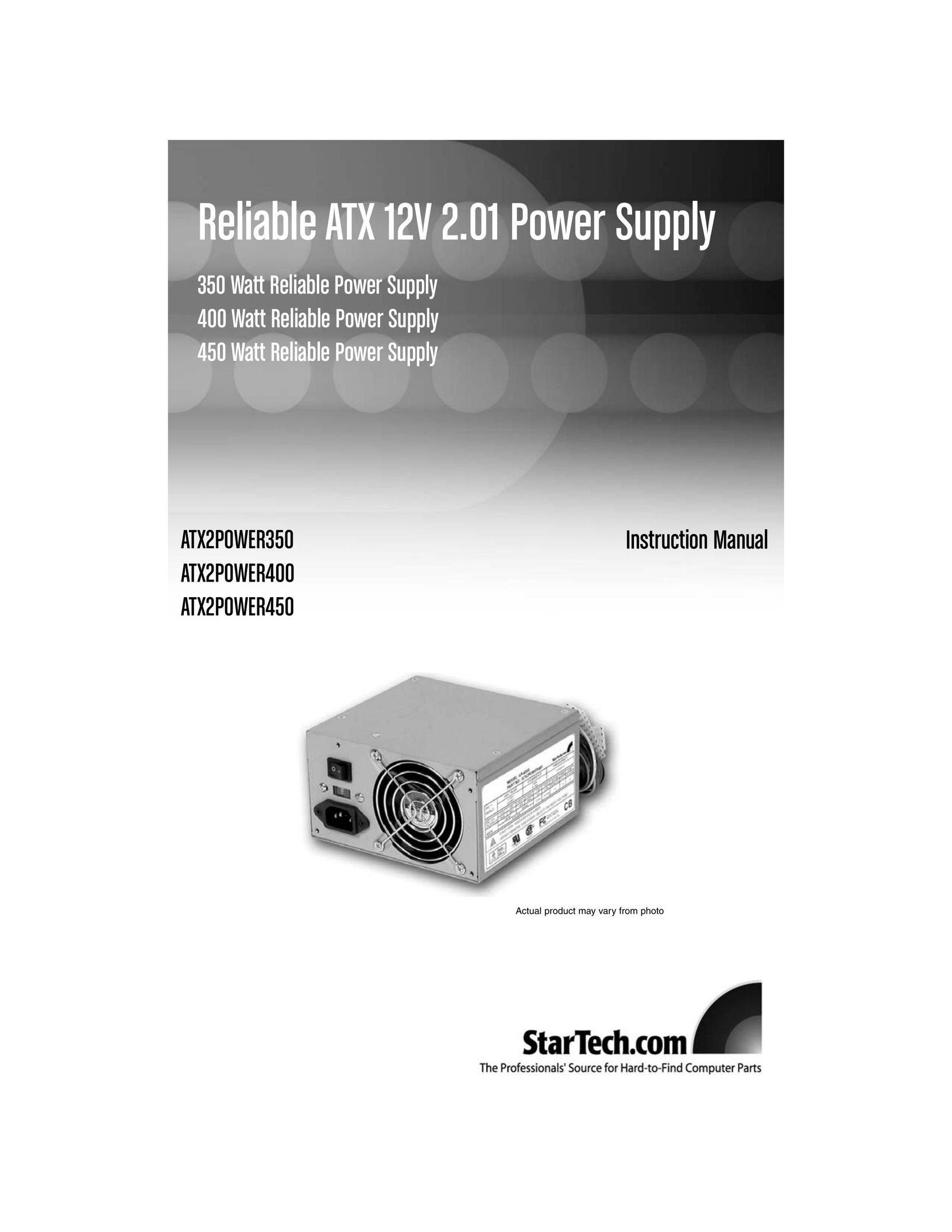 StarTech.com ATX2POWER350 Power Supply User Manual