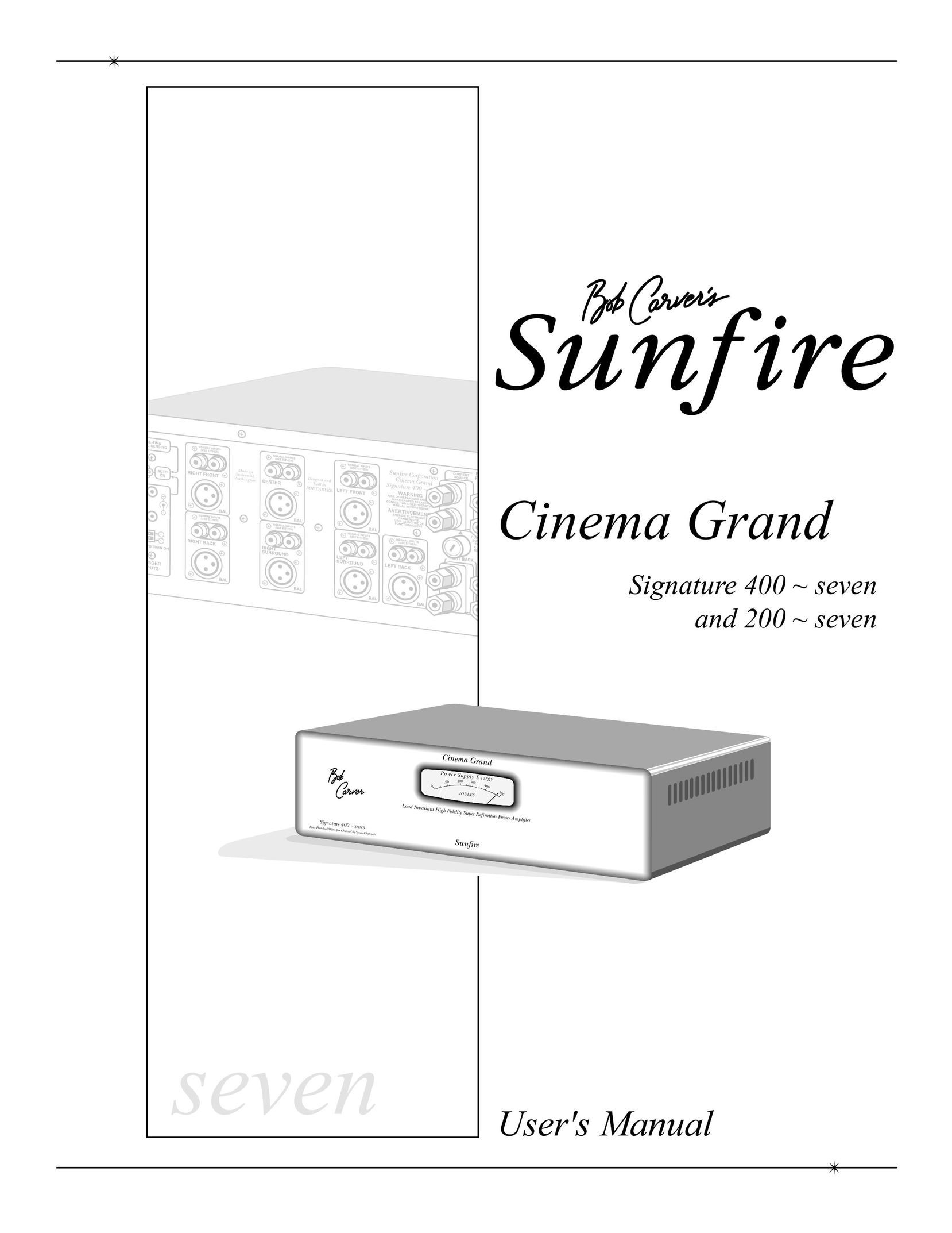 Sunfire Cinema Grand Power Supply Energy Load Invariant High Fidelity Super Definition Power Amplifier Power Supply User Manual