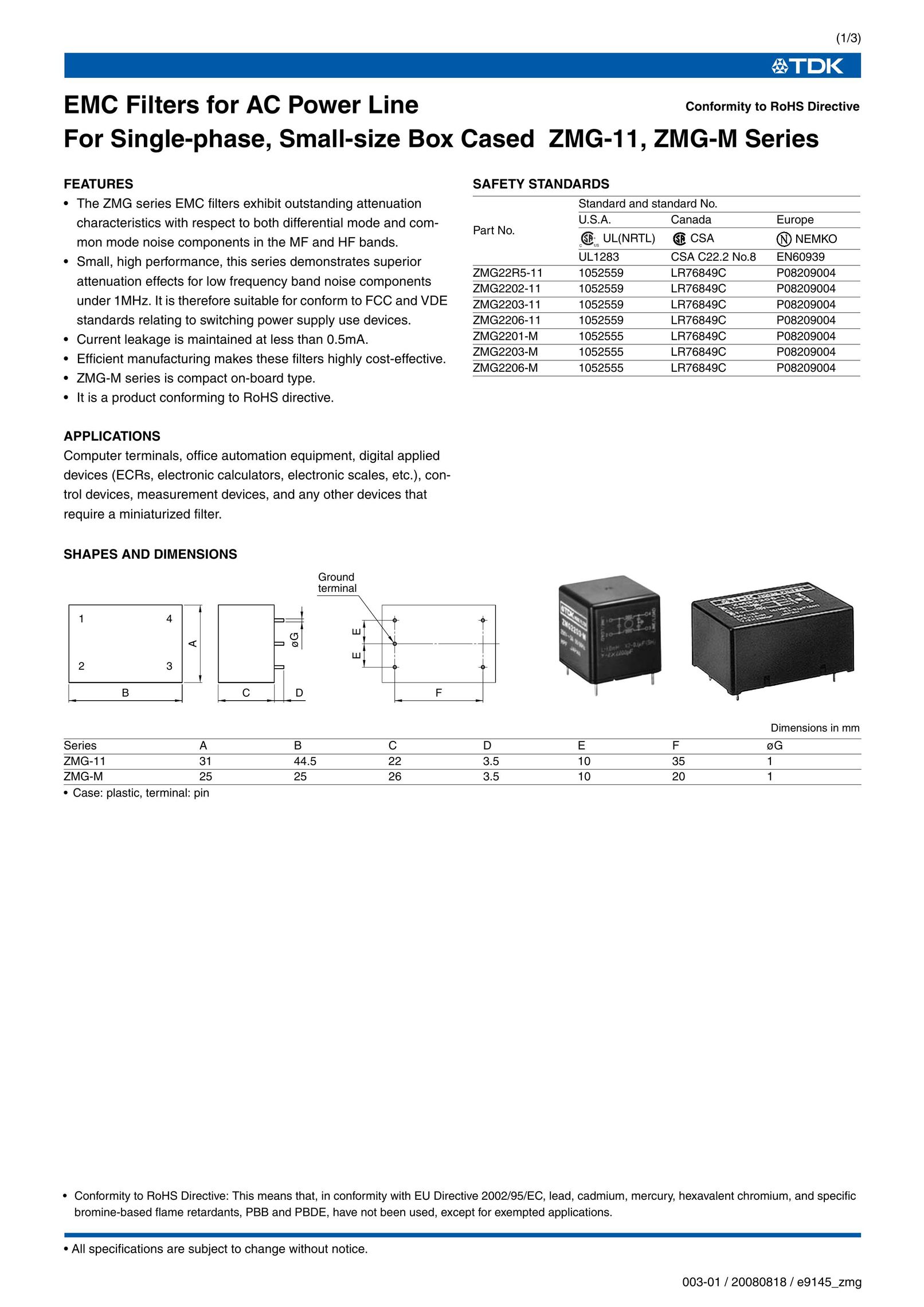 TDK ZMG2206-11 Power Supply User Manual